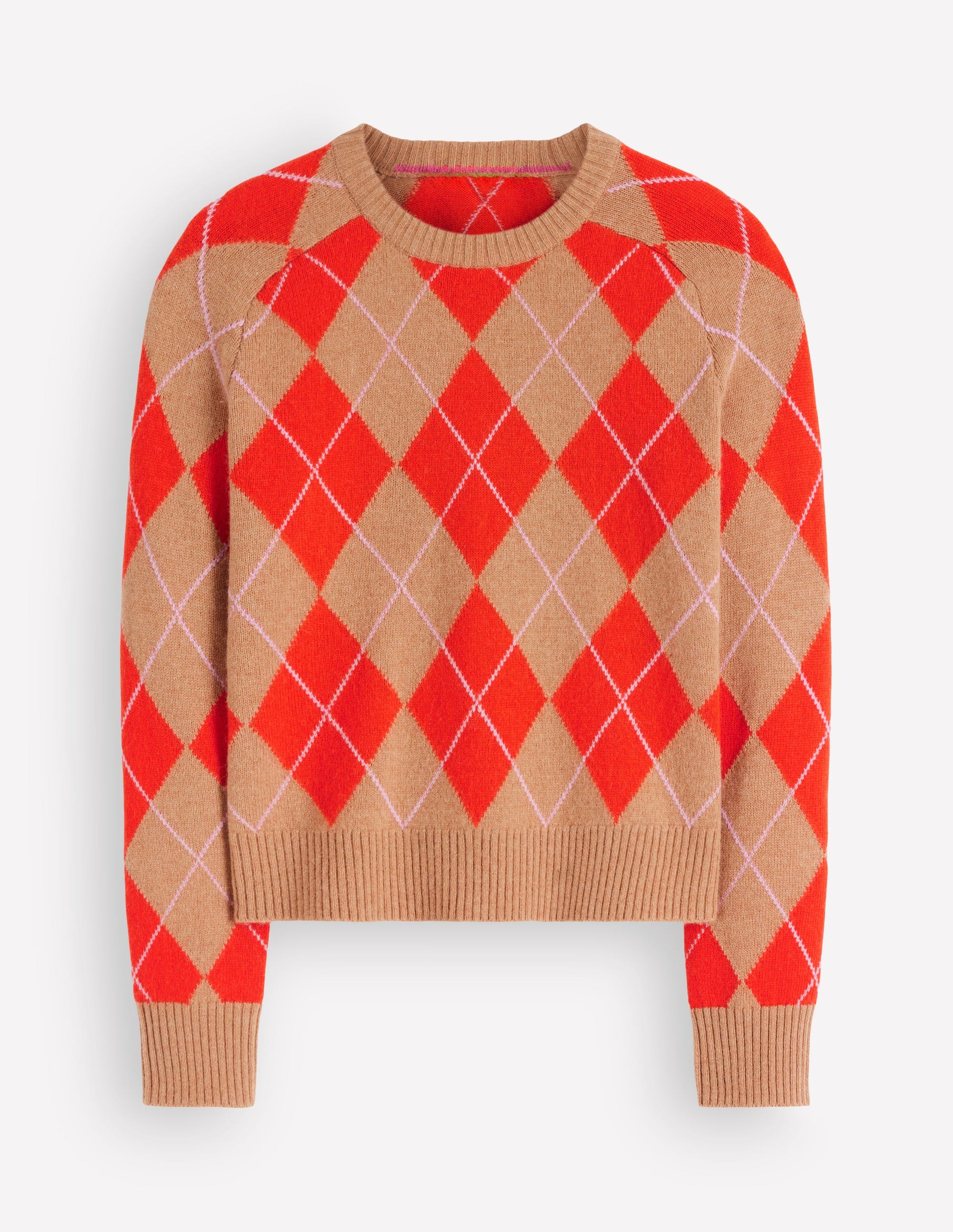 Ariadne Wool Blend Sweater-Orange Argyle-6