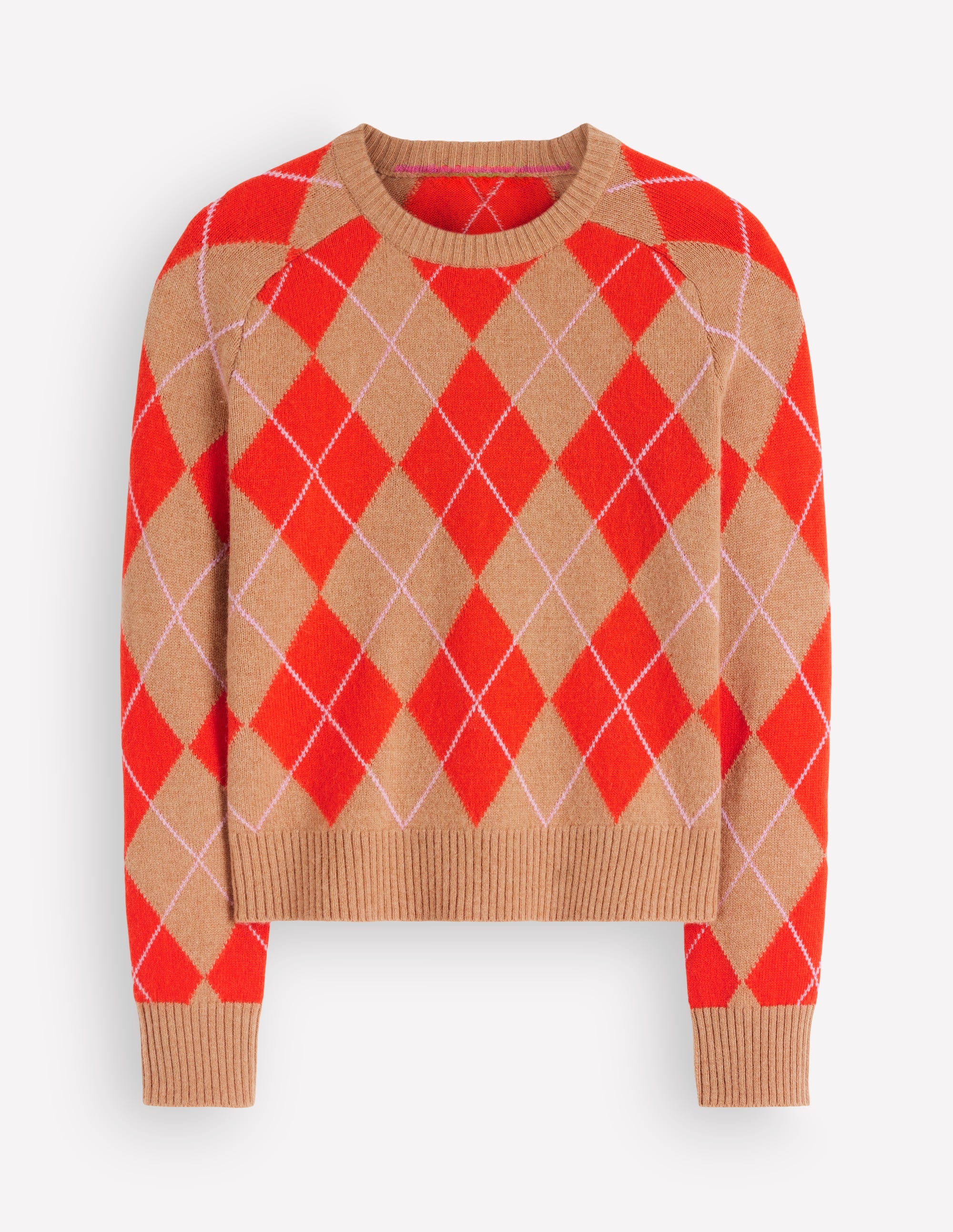 Ariadne Wool Blend Sweater-Orange Argyle - Image 6