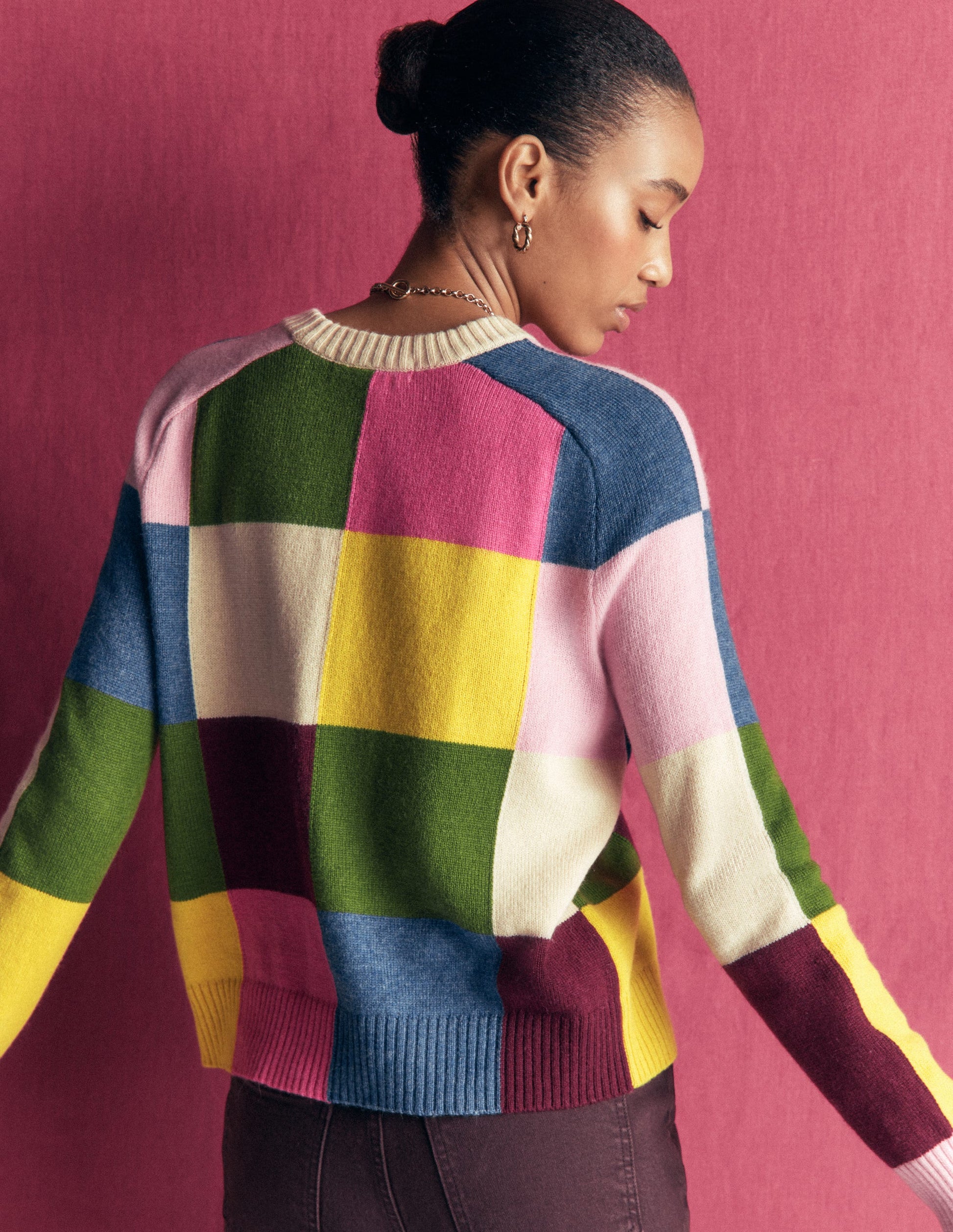 Ariadne Wool Blend Sweater-Multi Gingham-4