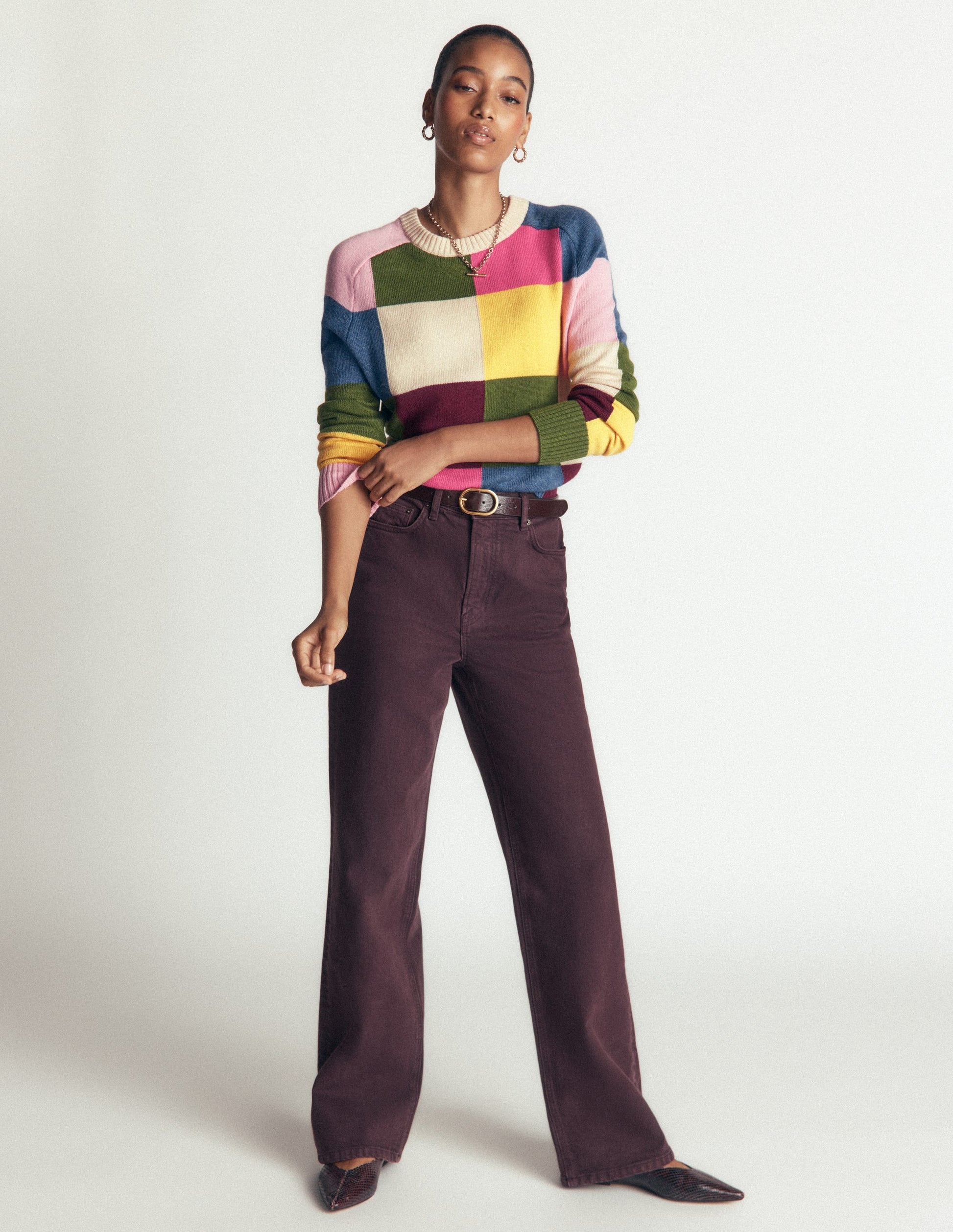 Ariadne Wool Blend Sweater-Multi Gingham-5
