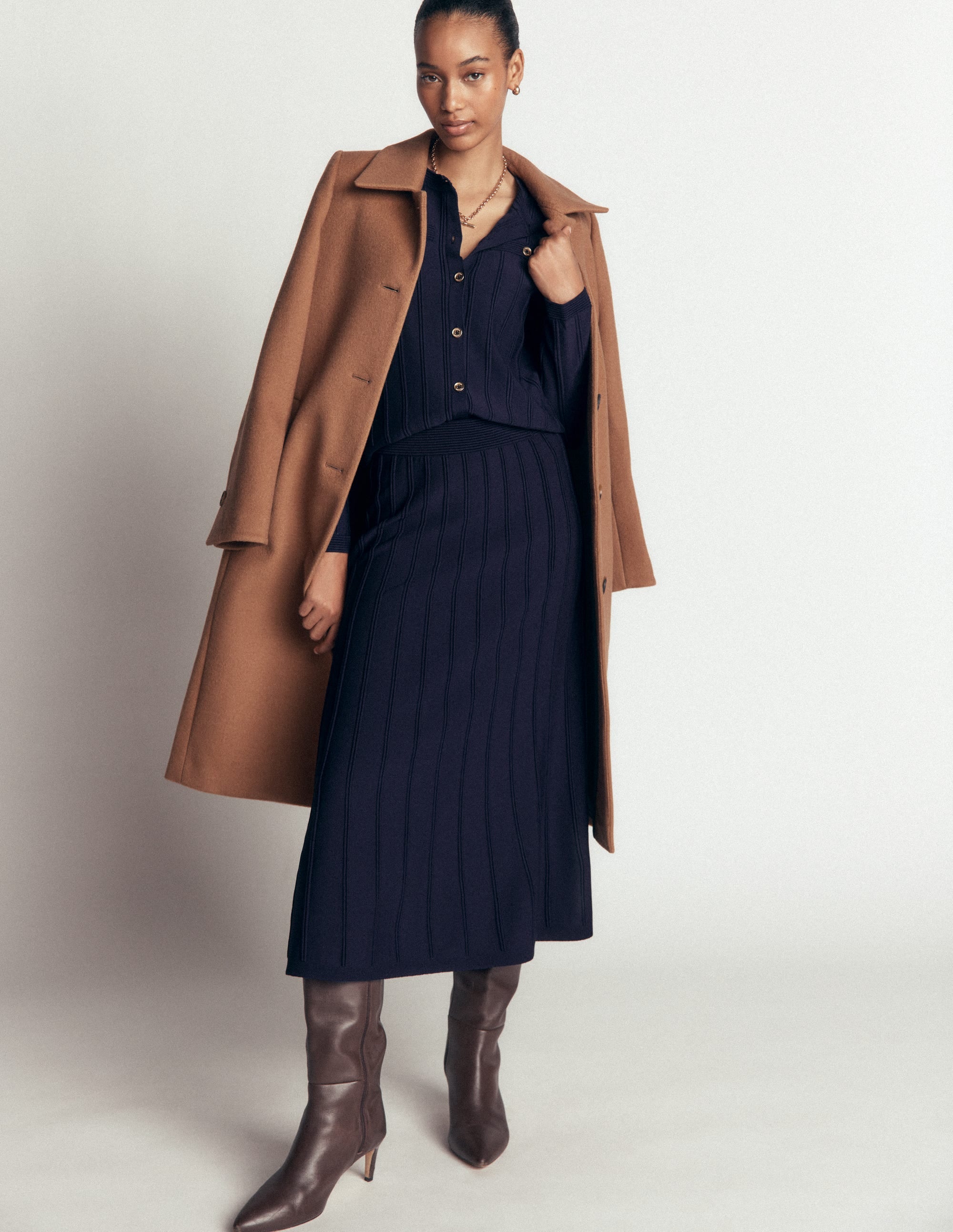 Ottoman Stitch Cardigan-Navy - Image 4
