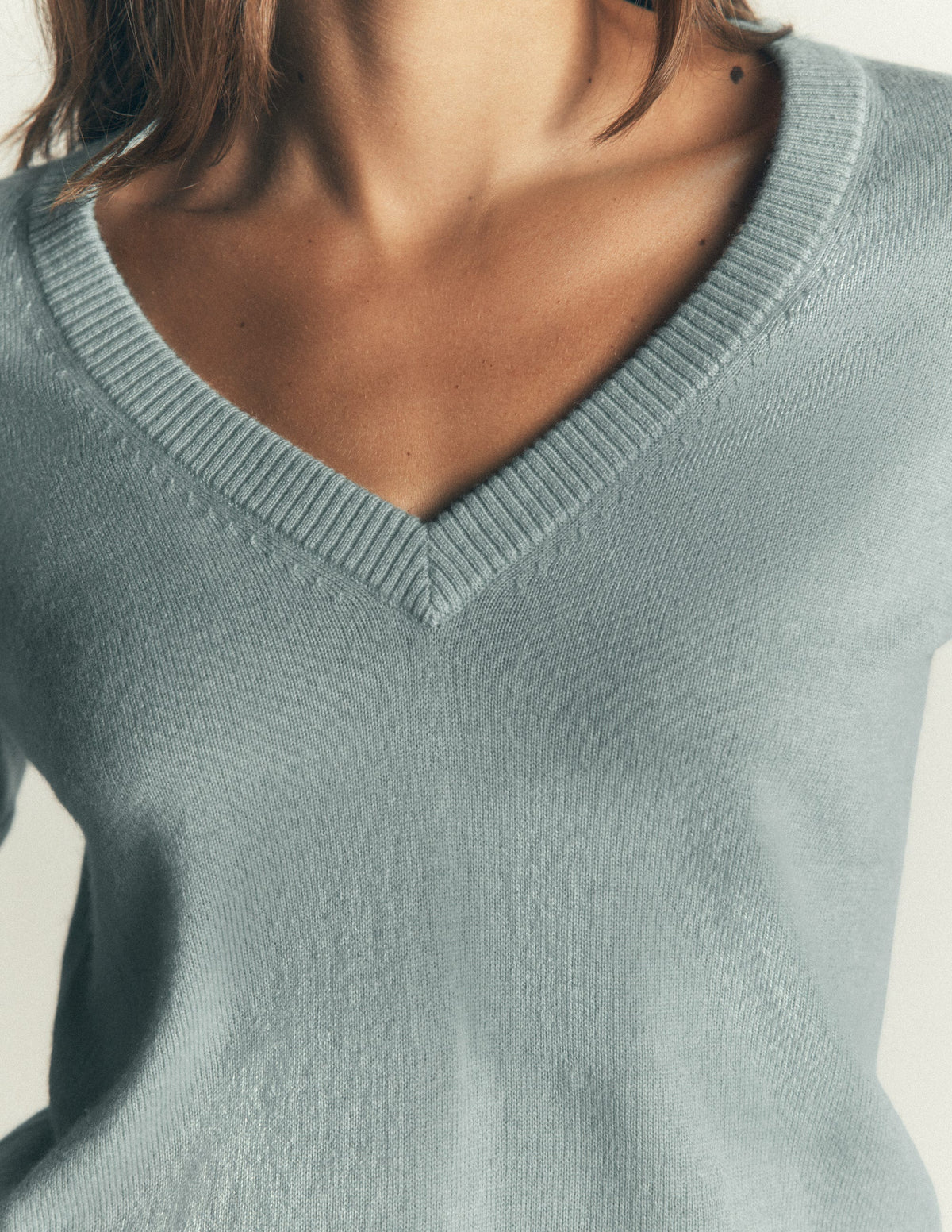 Elsie Cashmere V Neck Sweater-Clear Sky-2