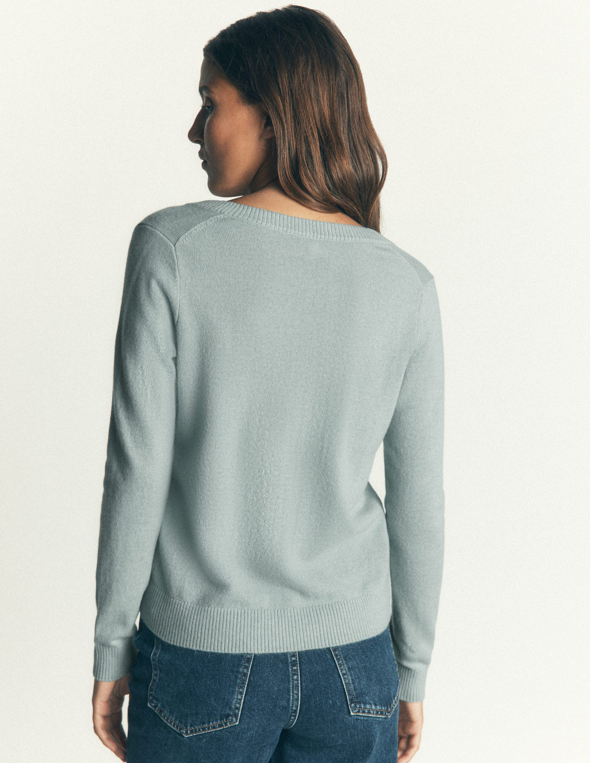 Elsie Cashmere V Neck Sweater-Clear Sky-3