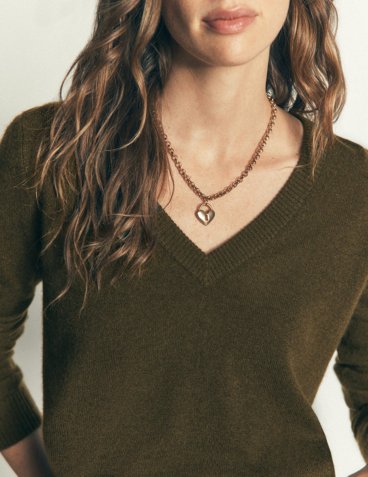 Elsie Cashmere V Neck Sweater-Hunter Green-2