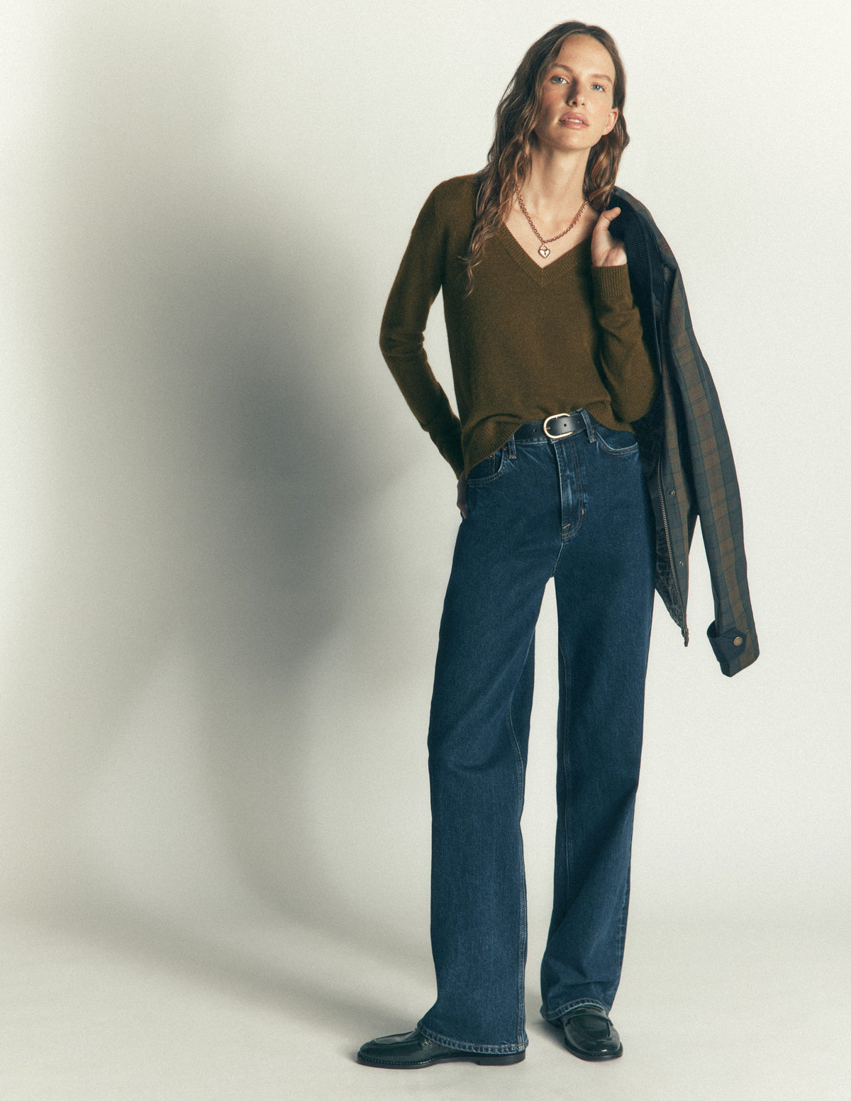Elsie Cashmere V Neck Sweater-Hunter Green-4
