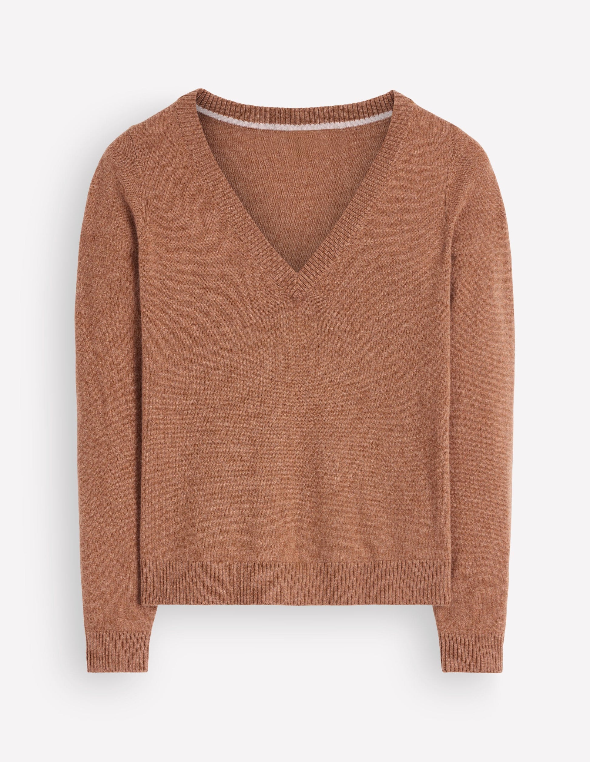 Elsie Cashmere V Neck Sweater-Warm Ginger-6