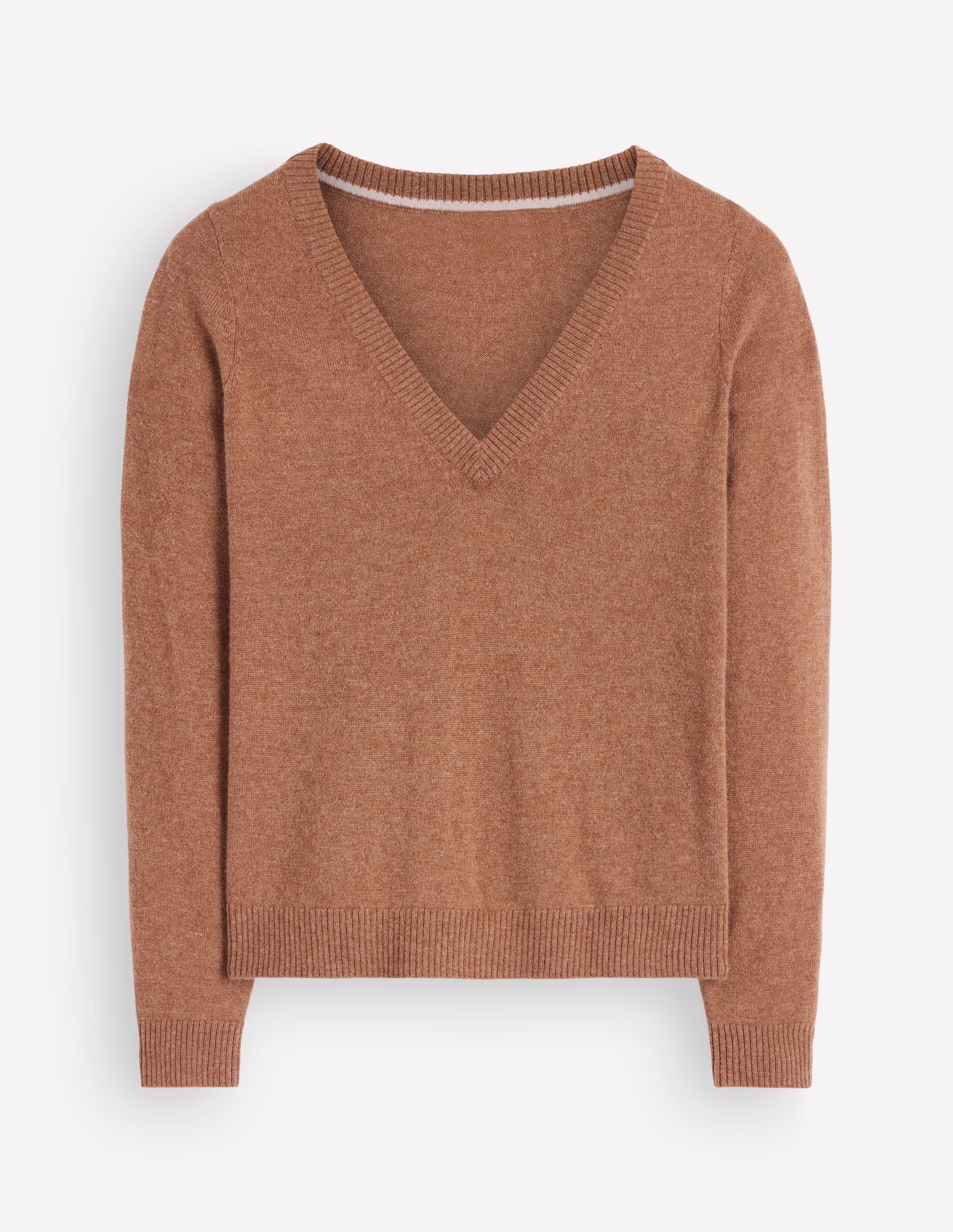 Elsie Cashmere V Neck Sweater-Warm Ginger - Image 6