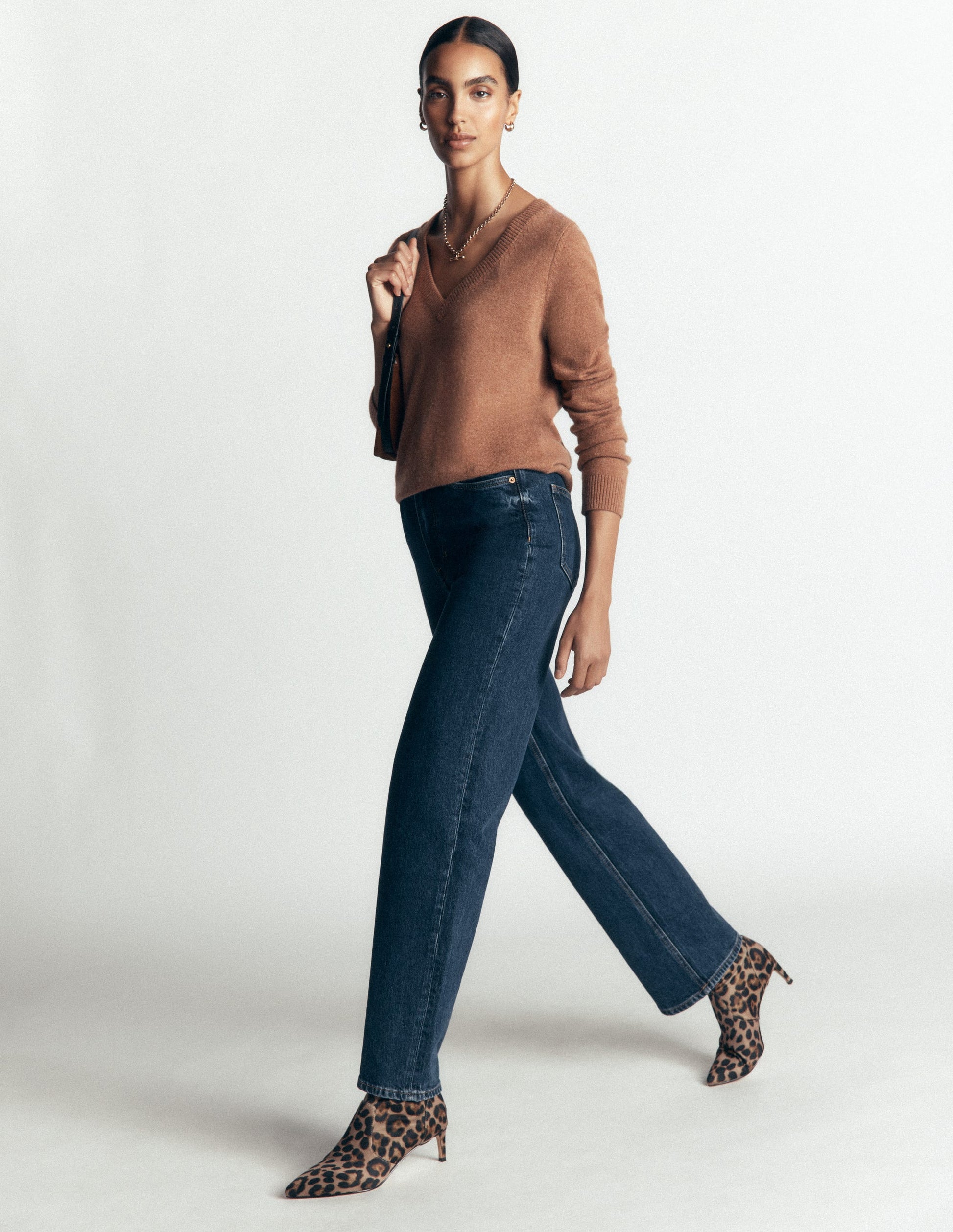 Elsie Cashmere V Neck Sweater-Warm Ginger-4