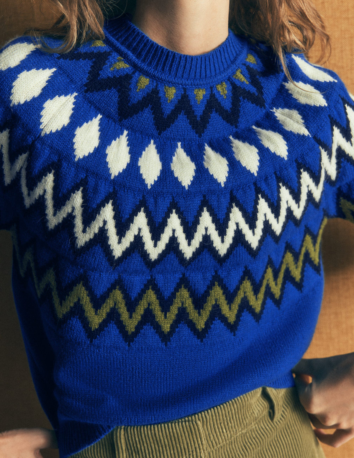 Mae Fair Isle Knitted Sweater-Blue, Fair Isle - Image 2