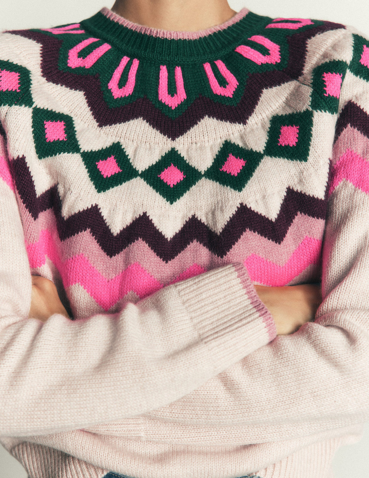 Mae Fair Isle Knitted Sweater-Mink, Fair Isle-4