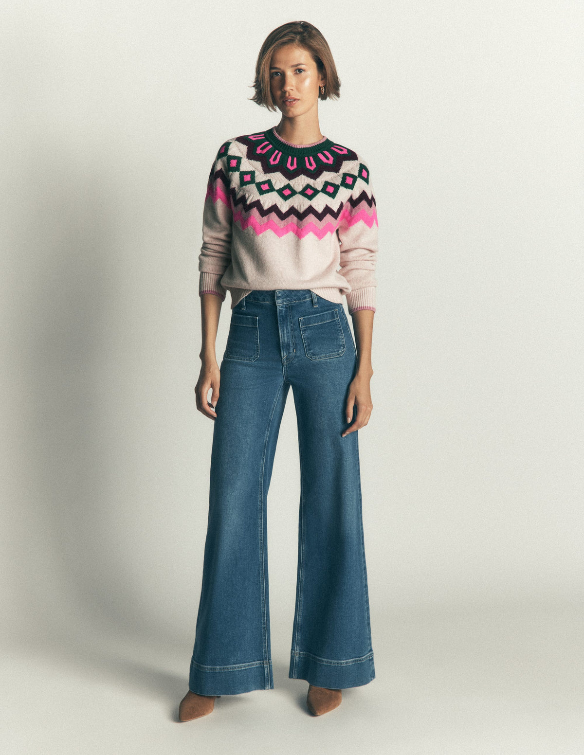 Mae Fair Isle Knitted Sweater-Mink, Fair Isle - Image 5