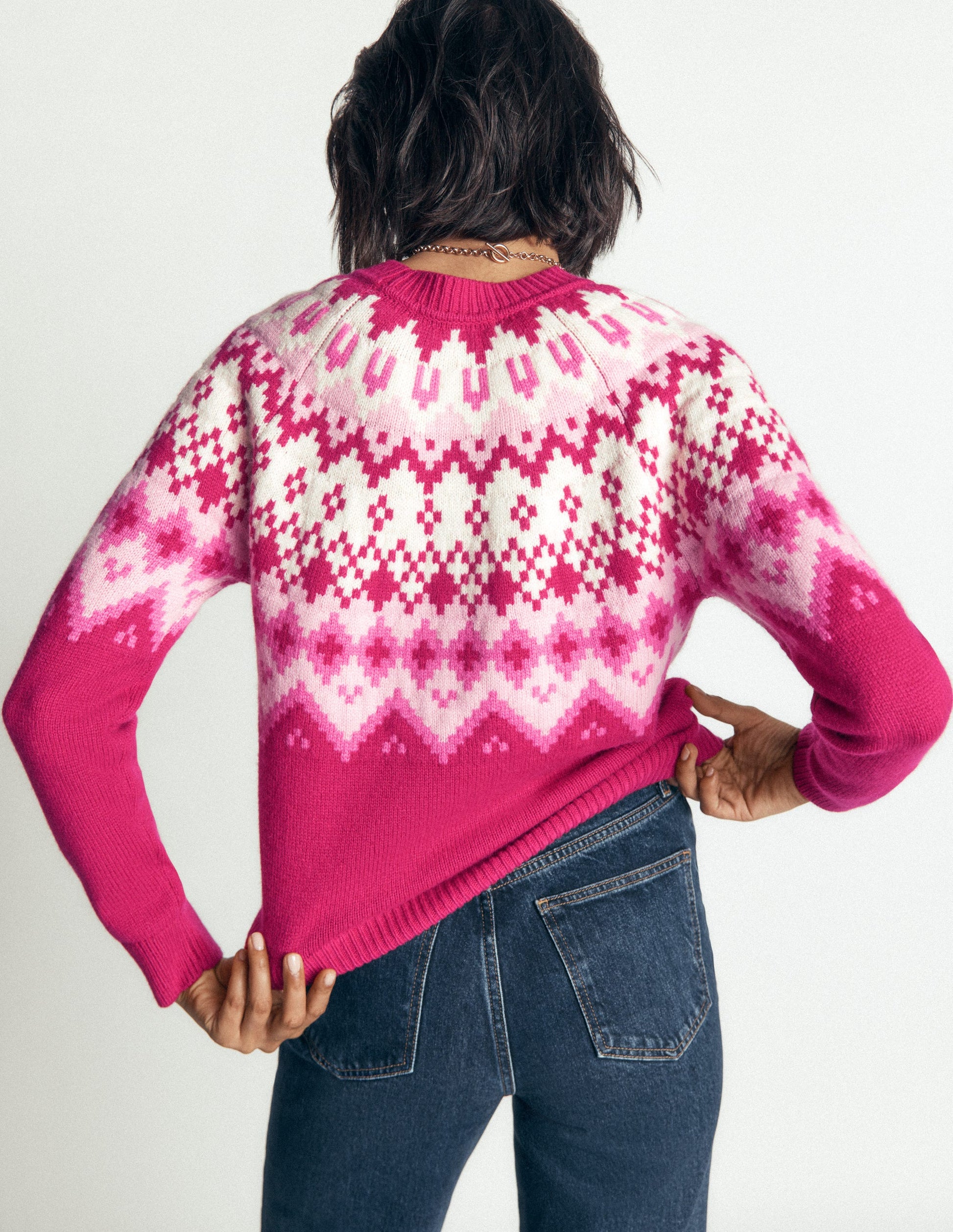 Mae Fair Isle Knitted Sweater-Red Bud Melange-4