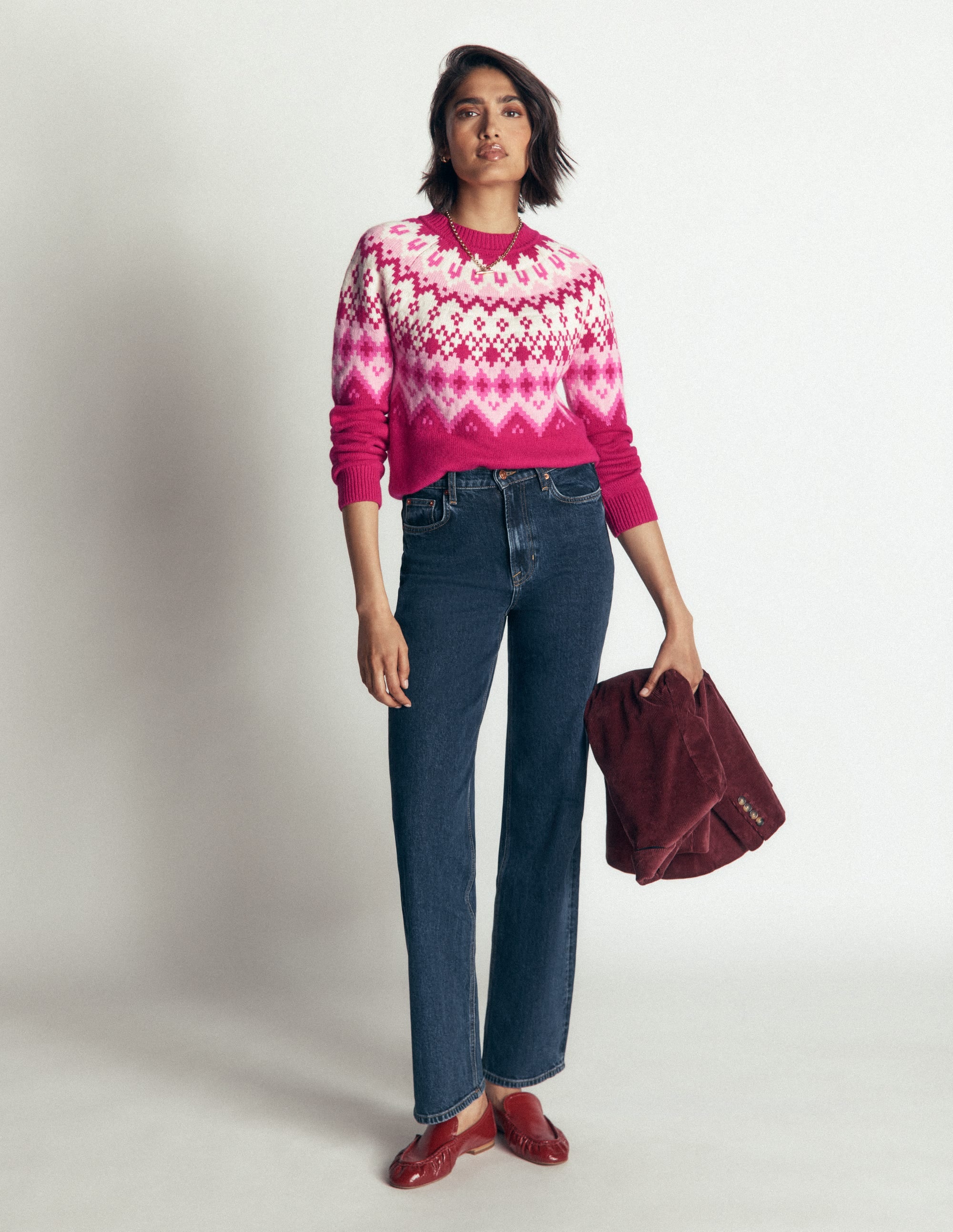 Mae Fair Isle Knitted Sweater-Red Bud Melange - Image 5