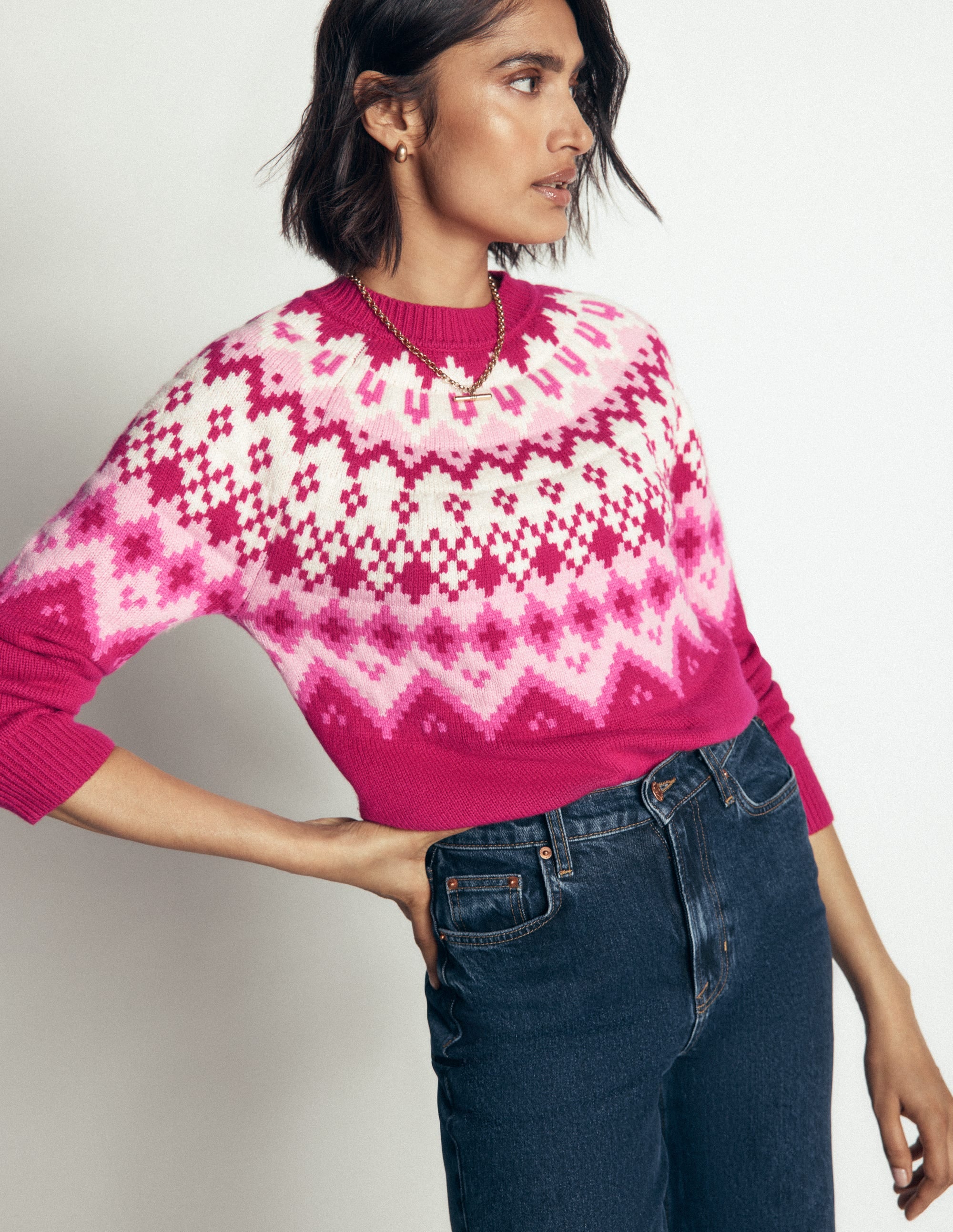 Mae Fair Isle Knitted Sweater-Red Bud Melange - Image 6