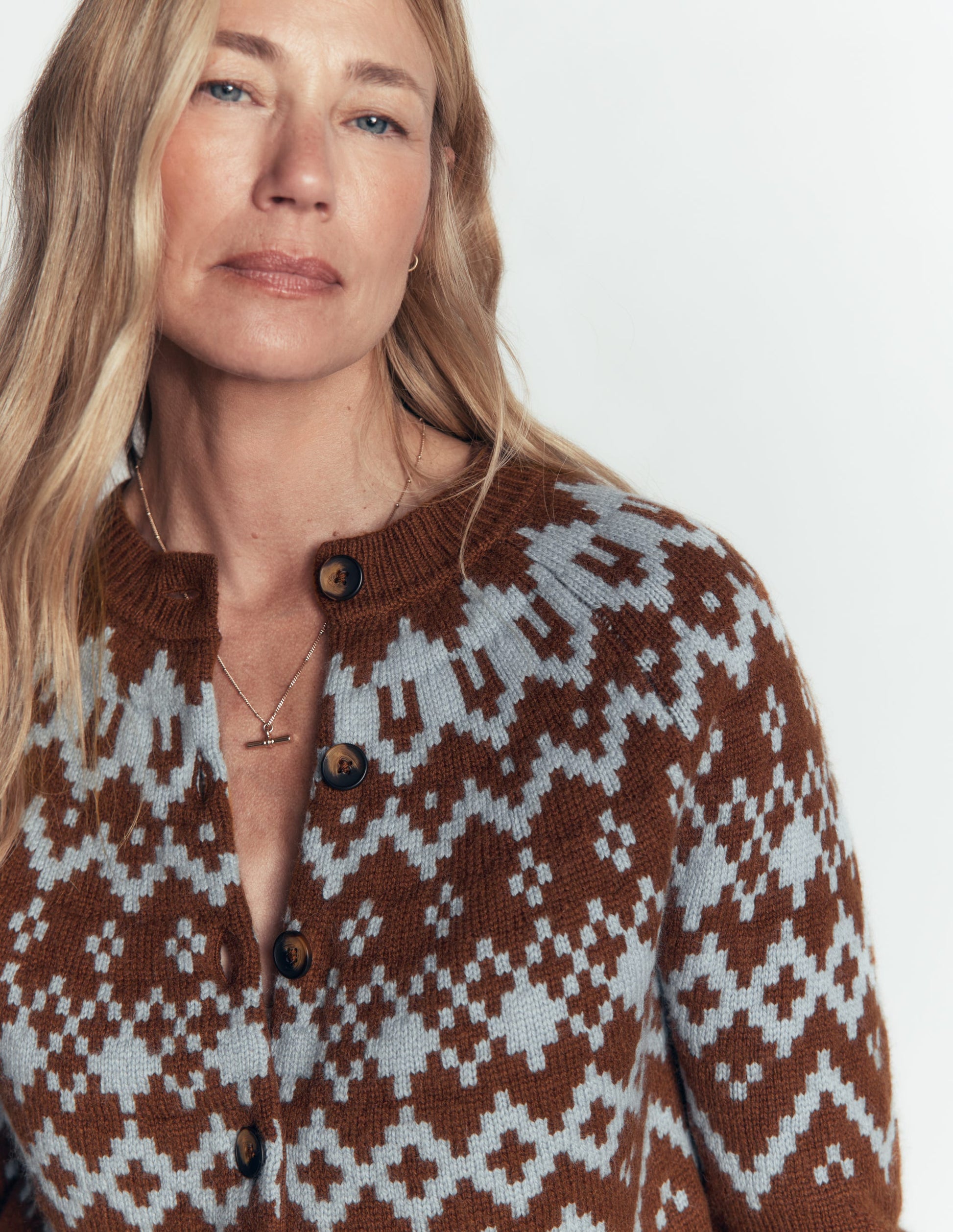 Mae Fair Isle Cardigan-Potting Soil-4