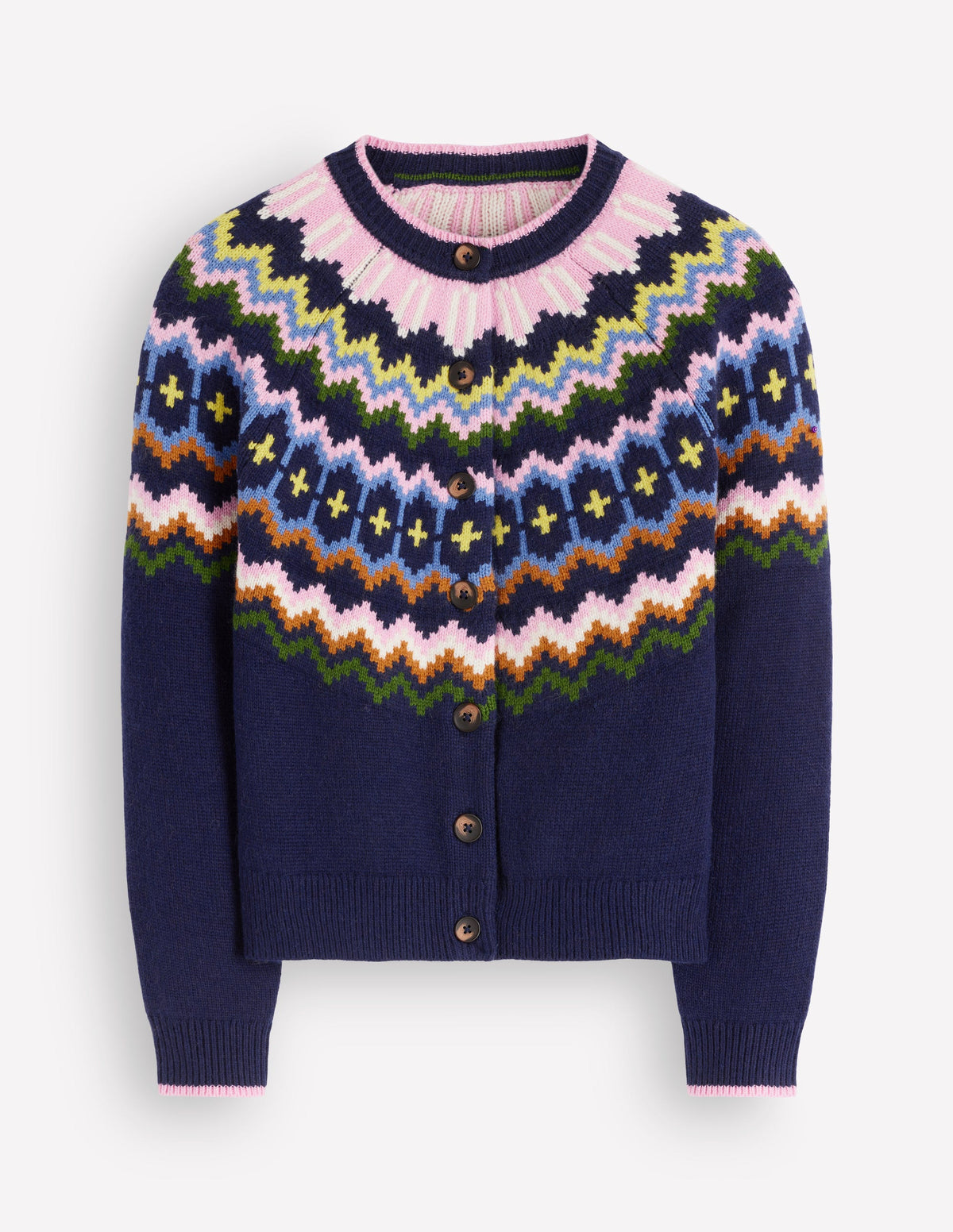 Mae Fair Isle Cardigan-Navy fair isle - Image 7