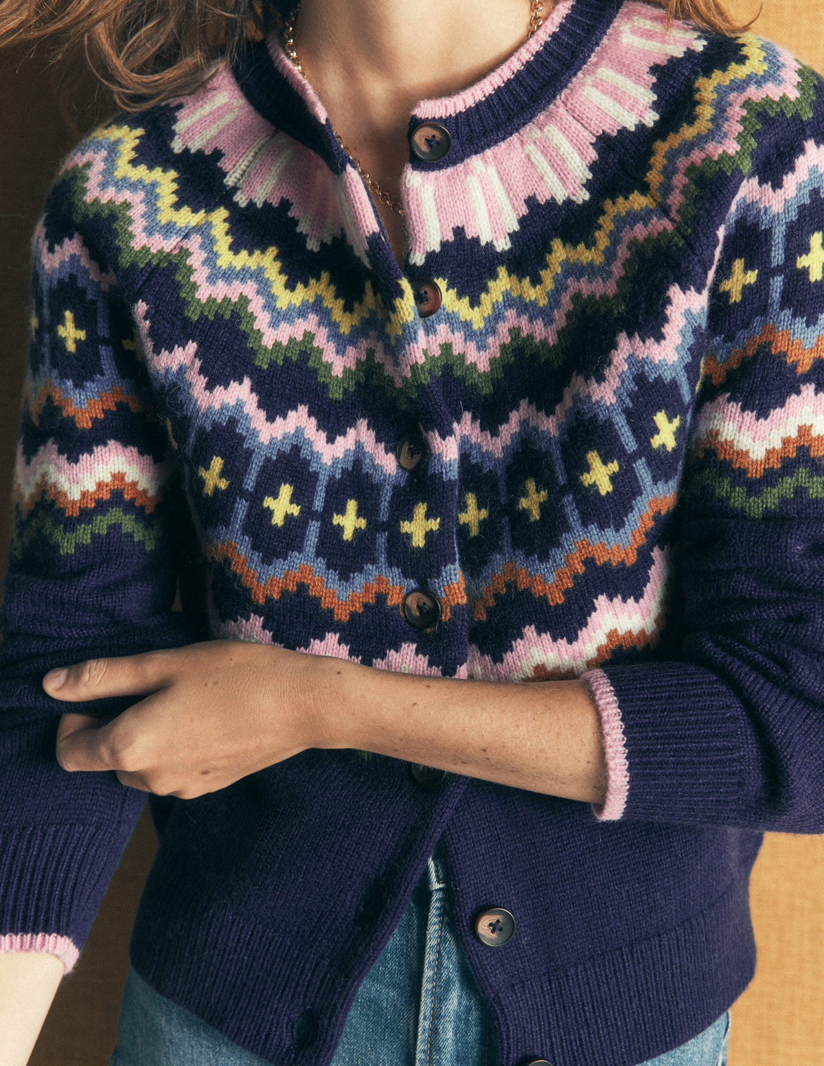 Mae Fair Isle Cardigan-Navy fair isle-4