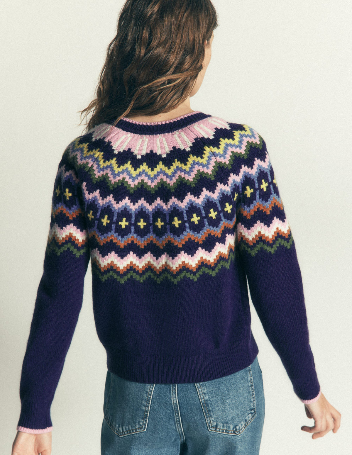 Mae Fair Isle Cardigan-Navy fair isle-5