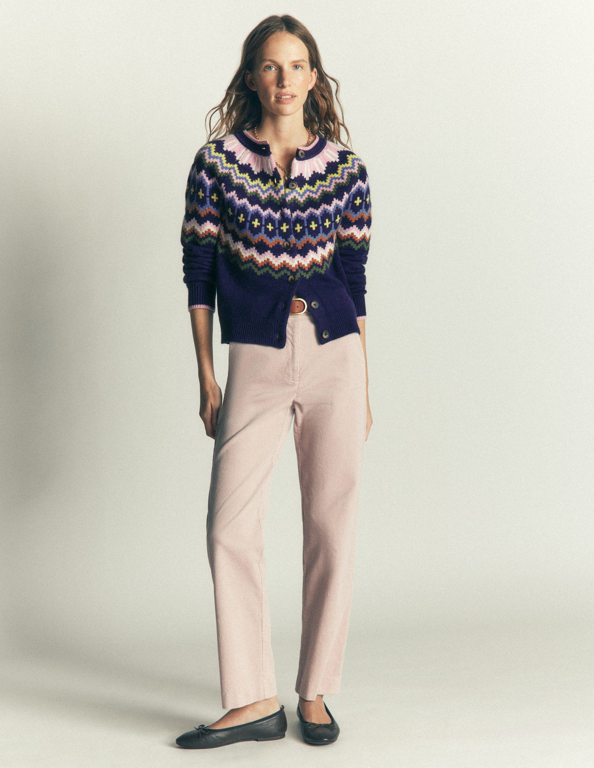 Mae Fair Isle Cardigan-Navy fair isle-7