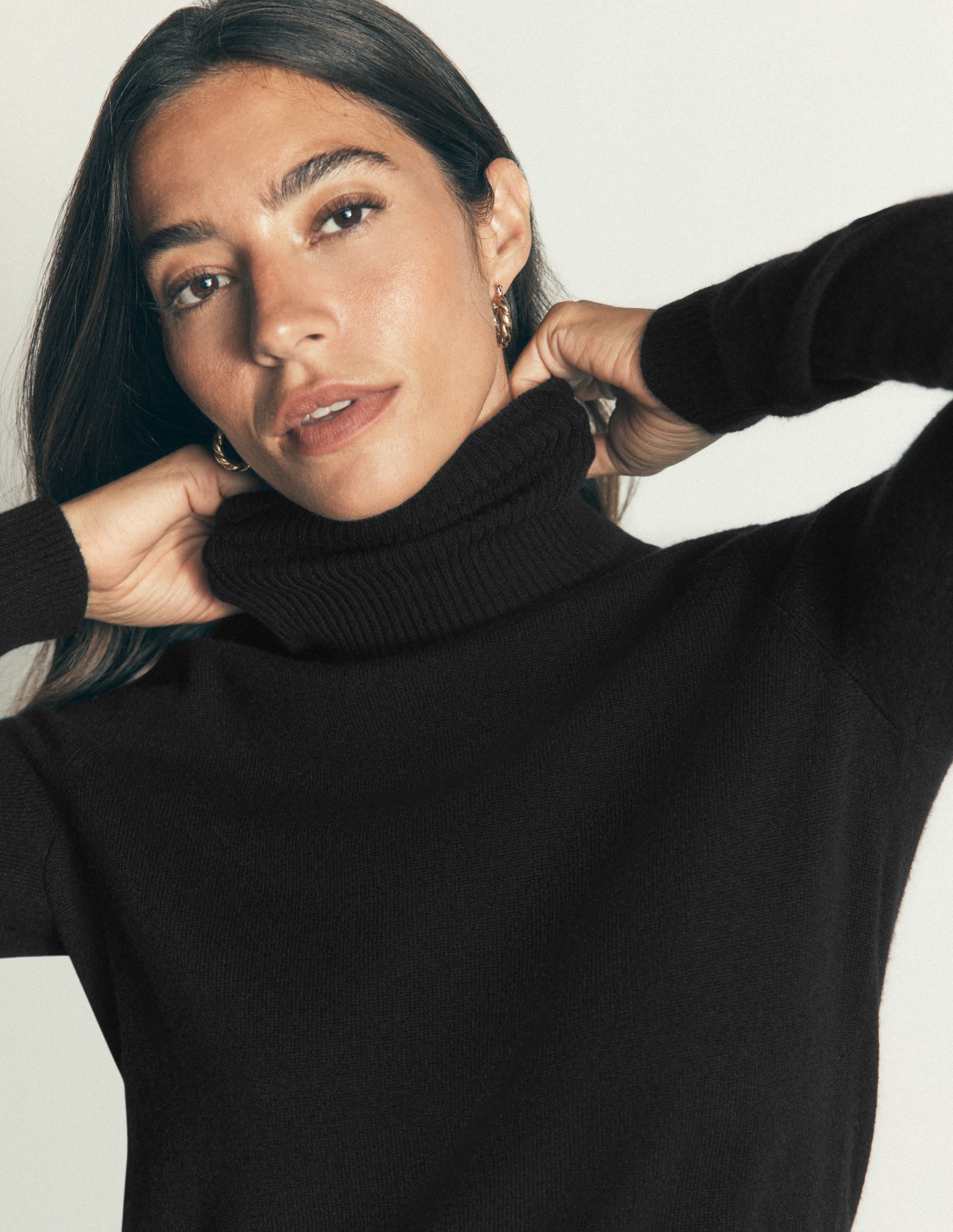 Elsie Cashmere Roll Neck-Black - Image 2