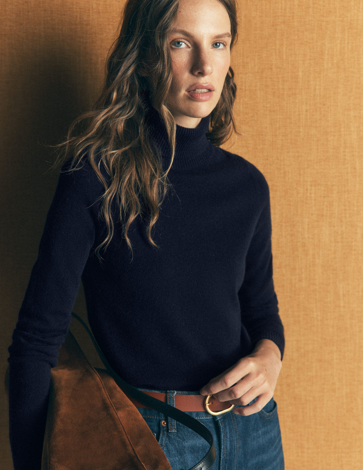 Elsie Cashmere Roll Neck-Navy - Image 1