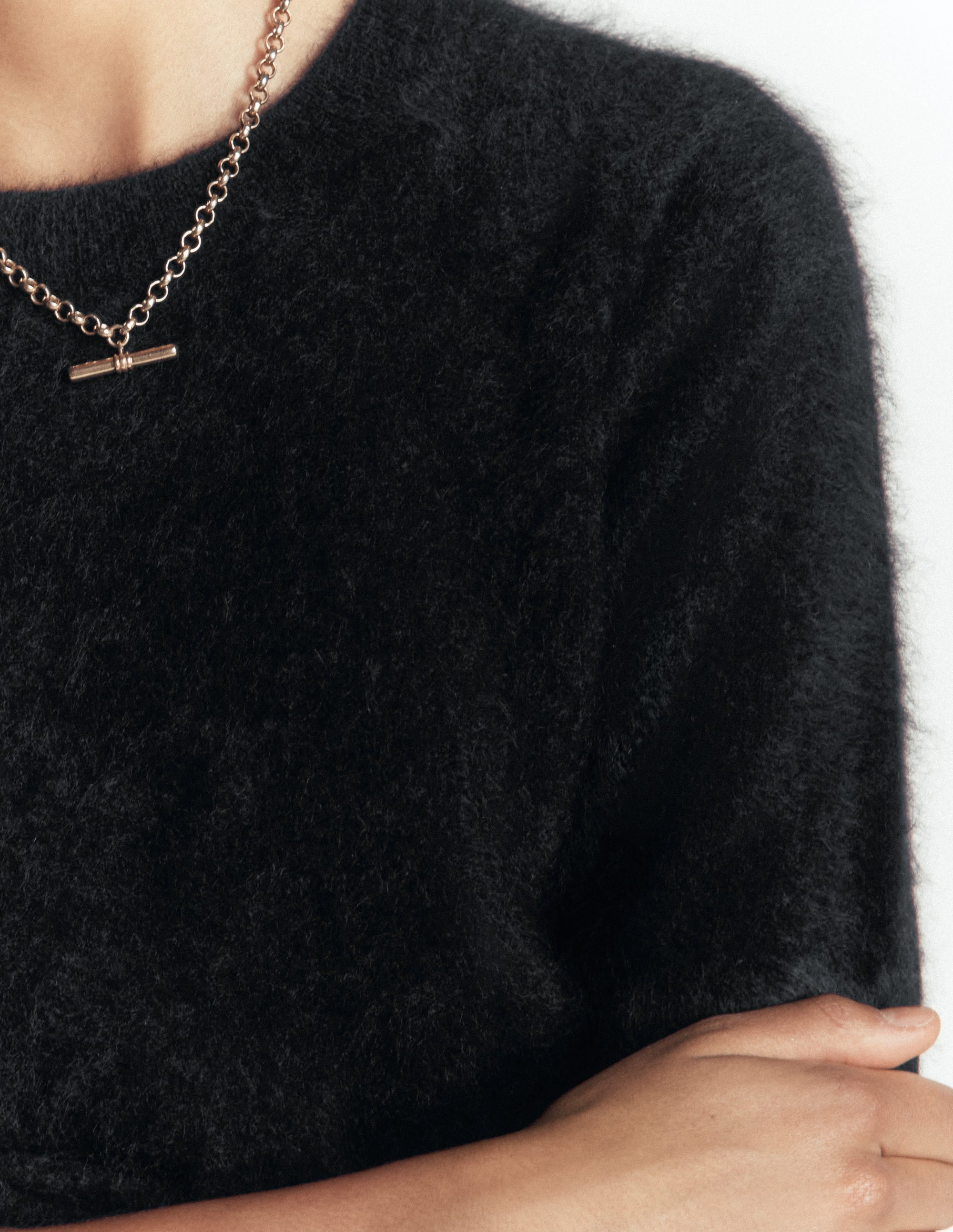 Kat Brushed Cashmere T-shirt-Black - Image 2