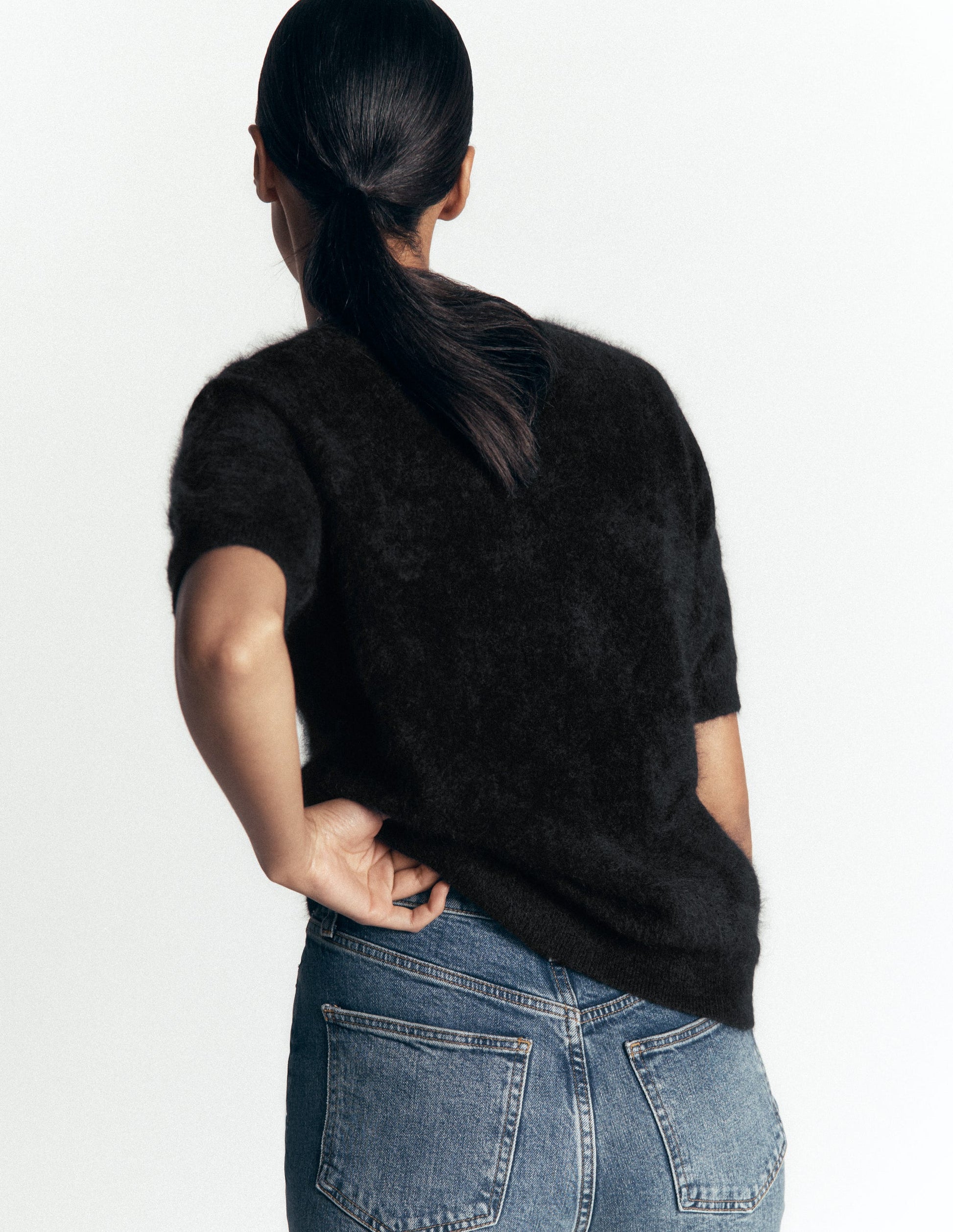 Kat Brushed Cashmere T-shirt-Black-3