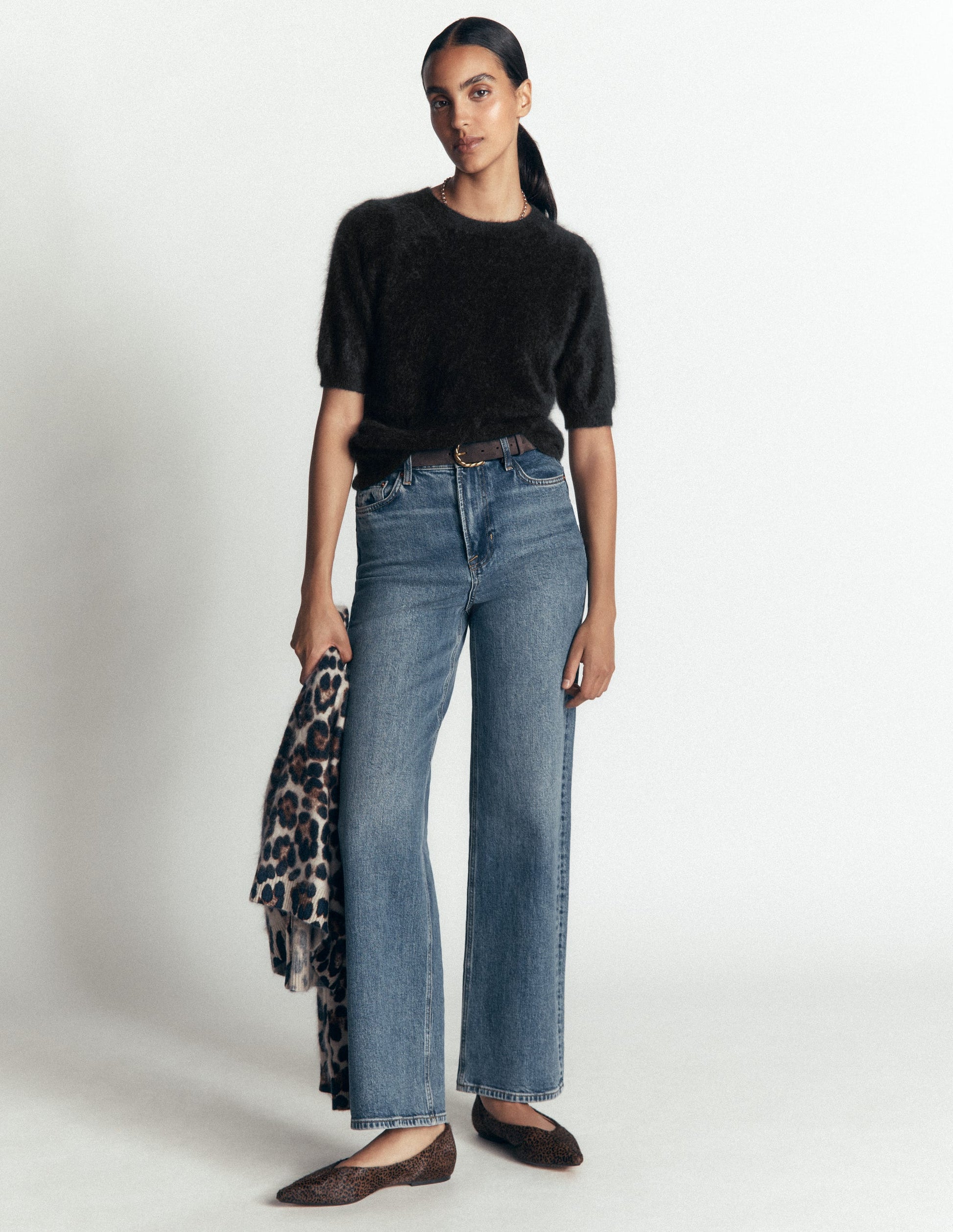 Kat Brushed Cashmere T-shirt-Black-4