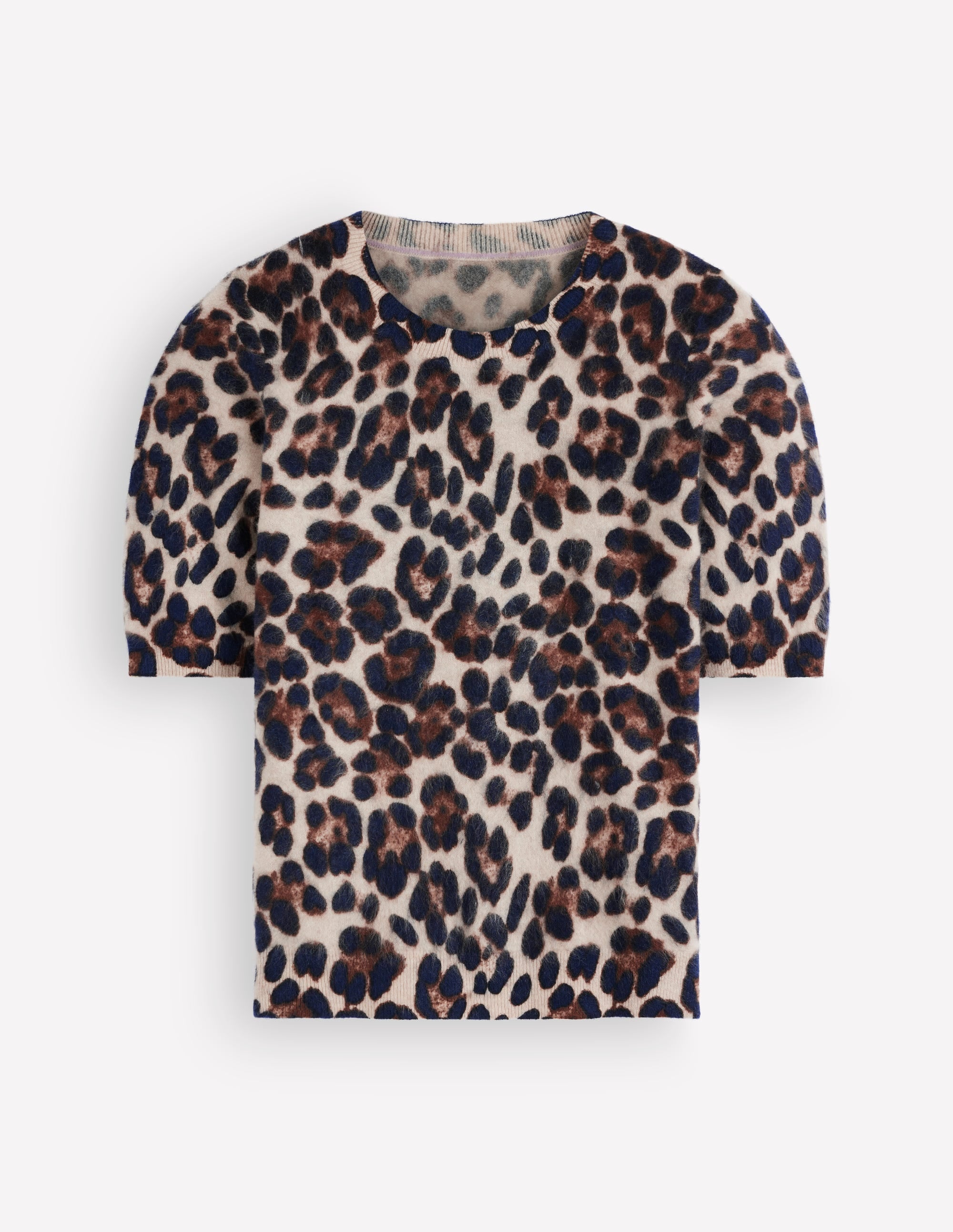 Kat Brushed Cashmere T-shirt-Camel, Leopard - Image 7