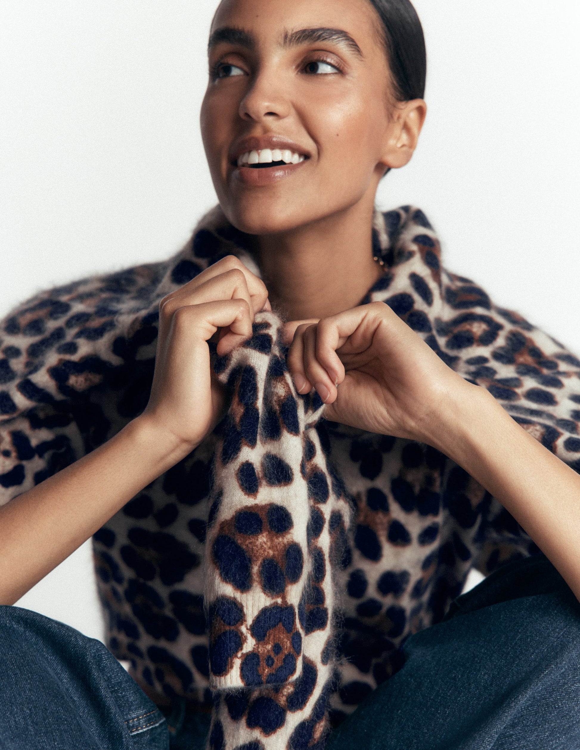 Kat Brushed Cashmere T-shirt-Camel, Leopard-2
