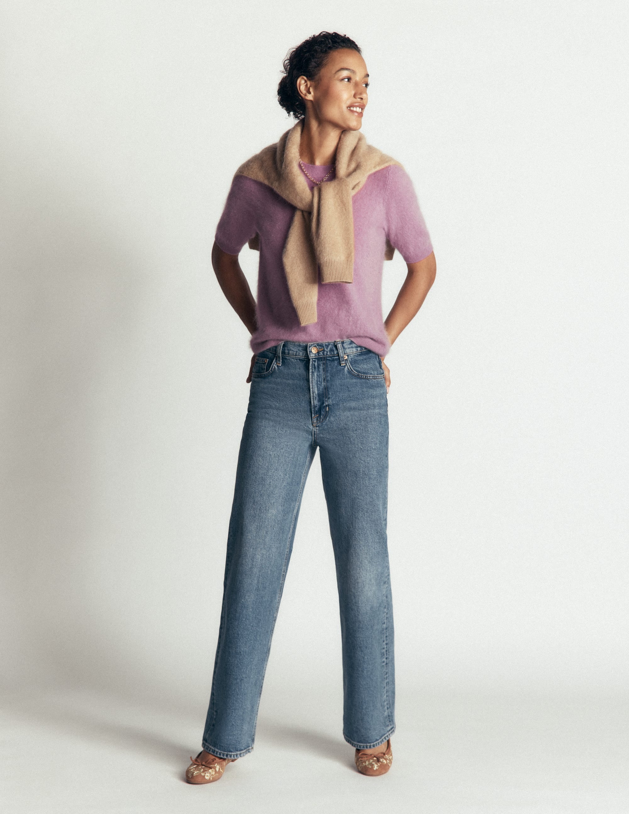 Kat Brushed Cashmere T-shirt-Soft Lavendar - Image 5