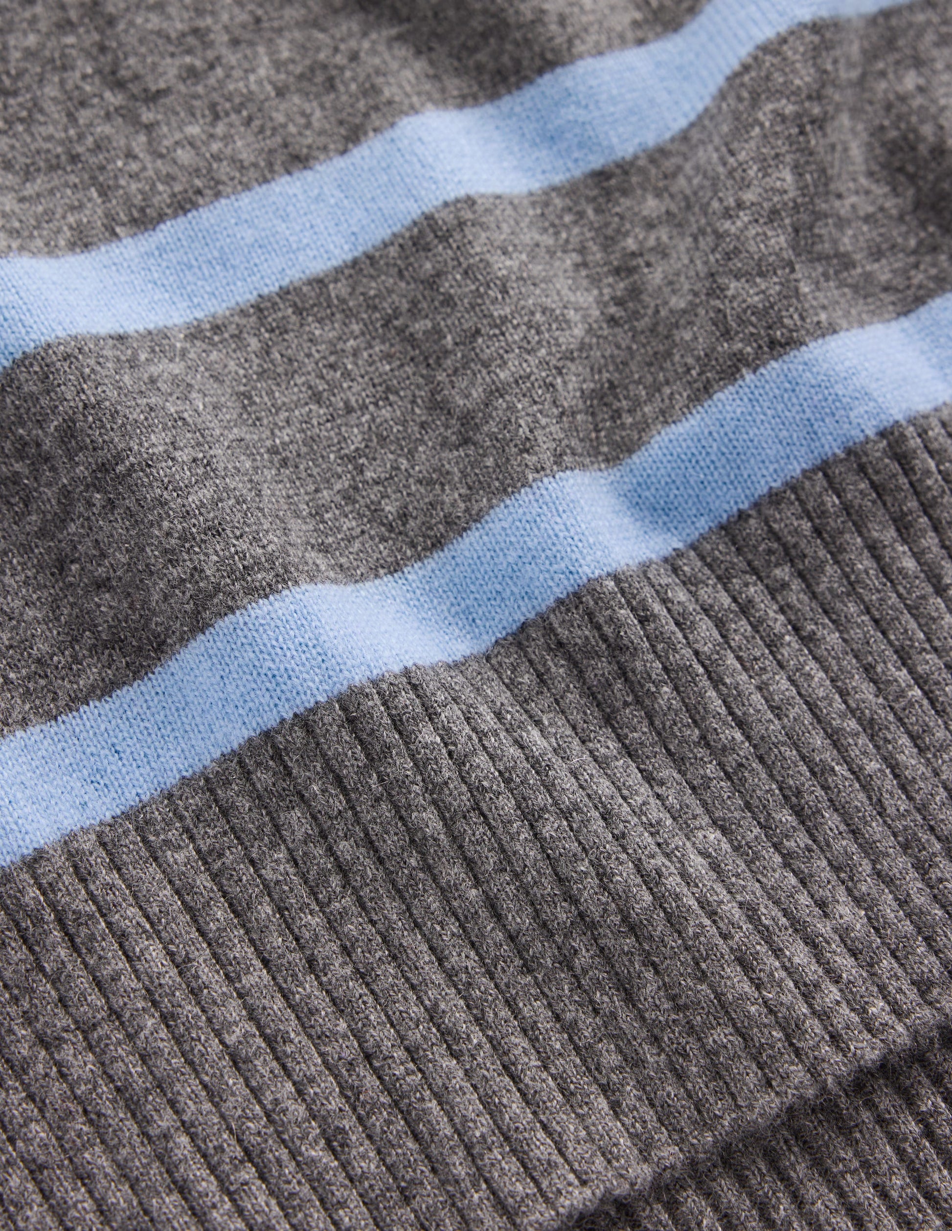 Fay Cashmere Crew Neck Sweater-Charcoal, Blue Stripe-7