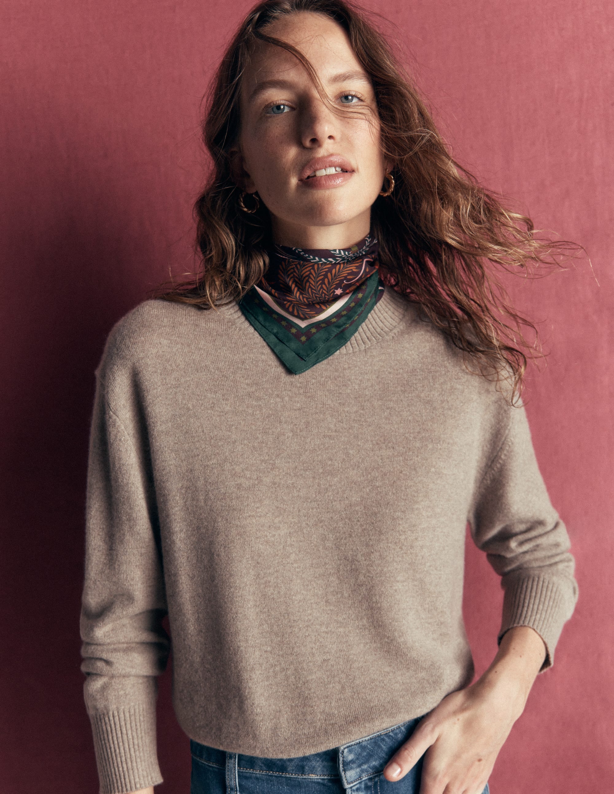 Fay Cashmere Crew Neck Sweater-Mink Melange - Image 1