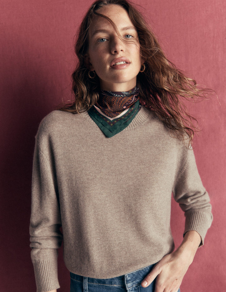 Fay Cashmere Crew Neck Sweater-Mink Melange