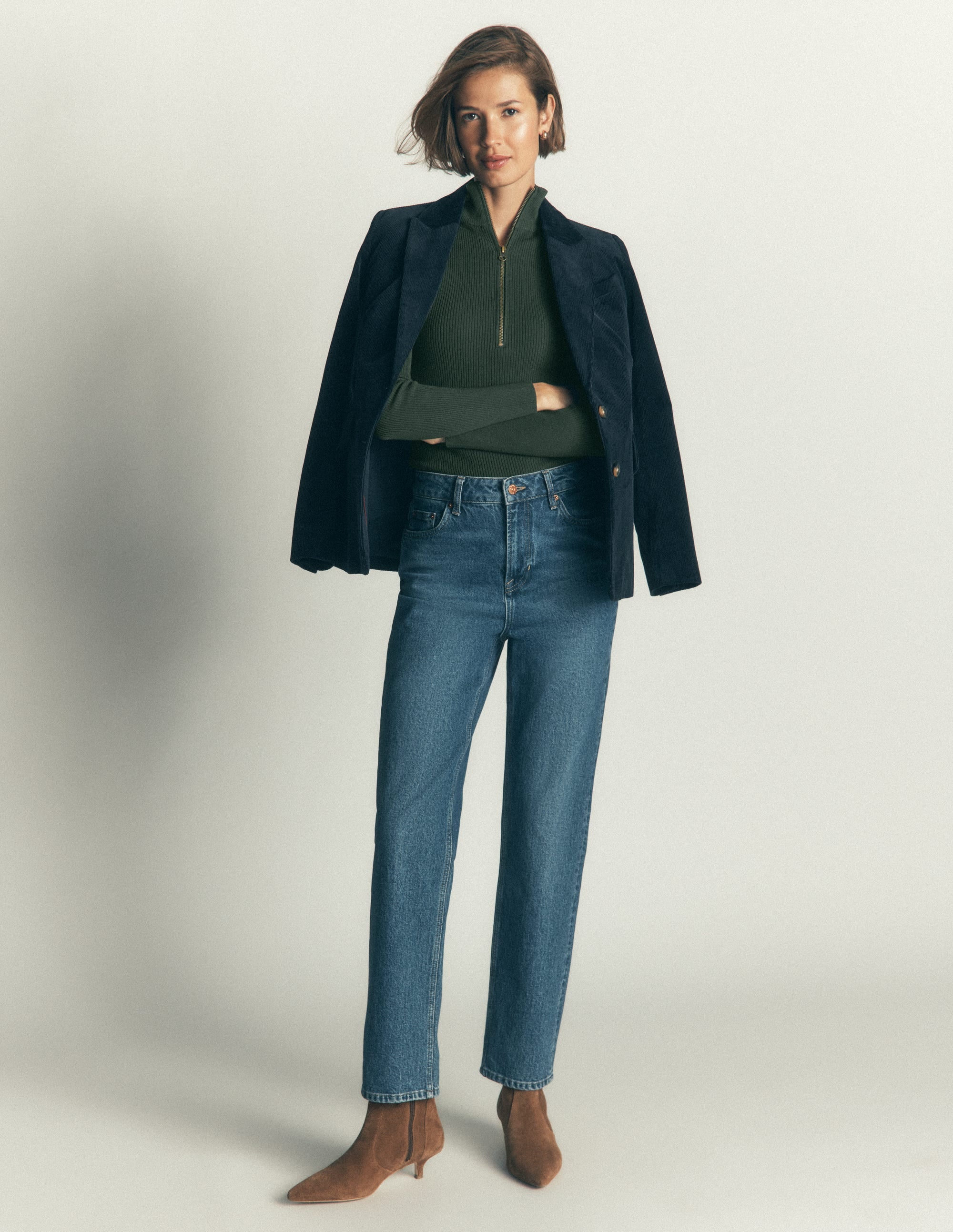 Zelda Half - Zip Ribbed Sweater - Forest Glade | Boden USA