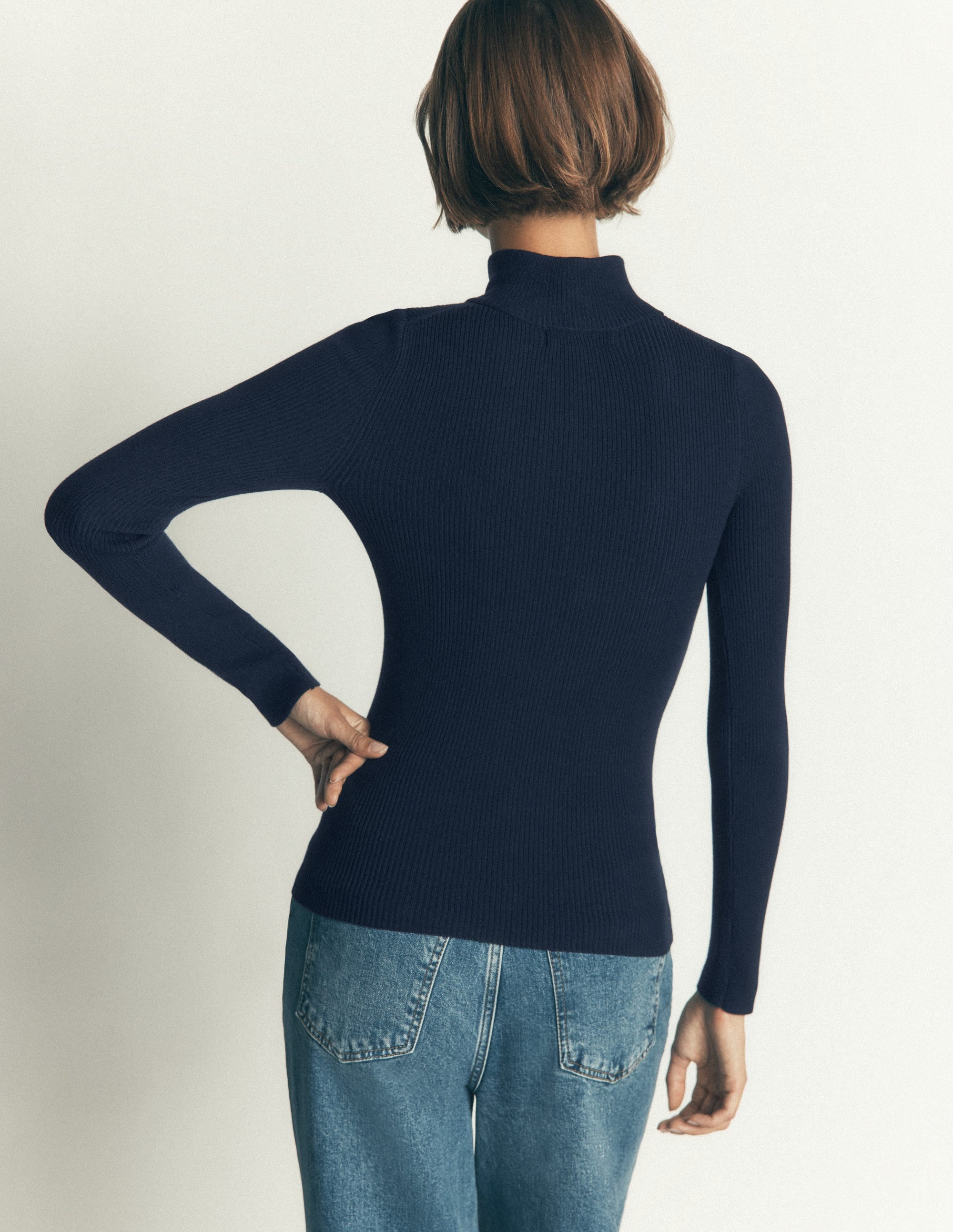 Zelda Half - Zip Ribbed Sweater - Navy | Boden USA
