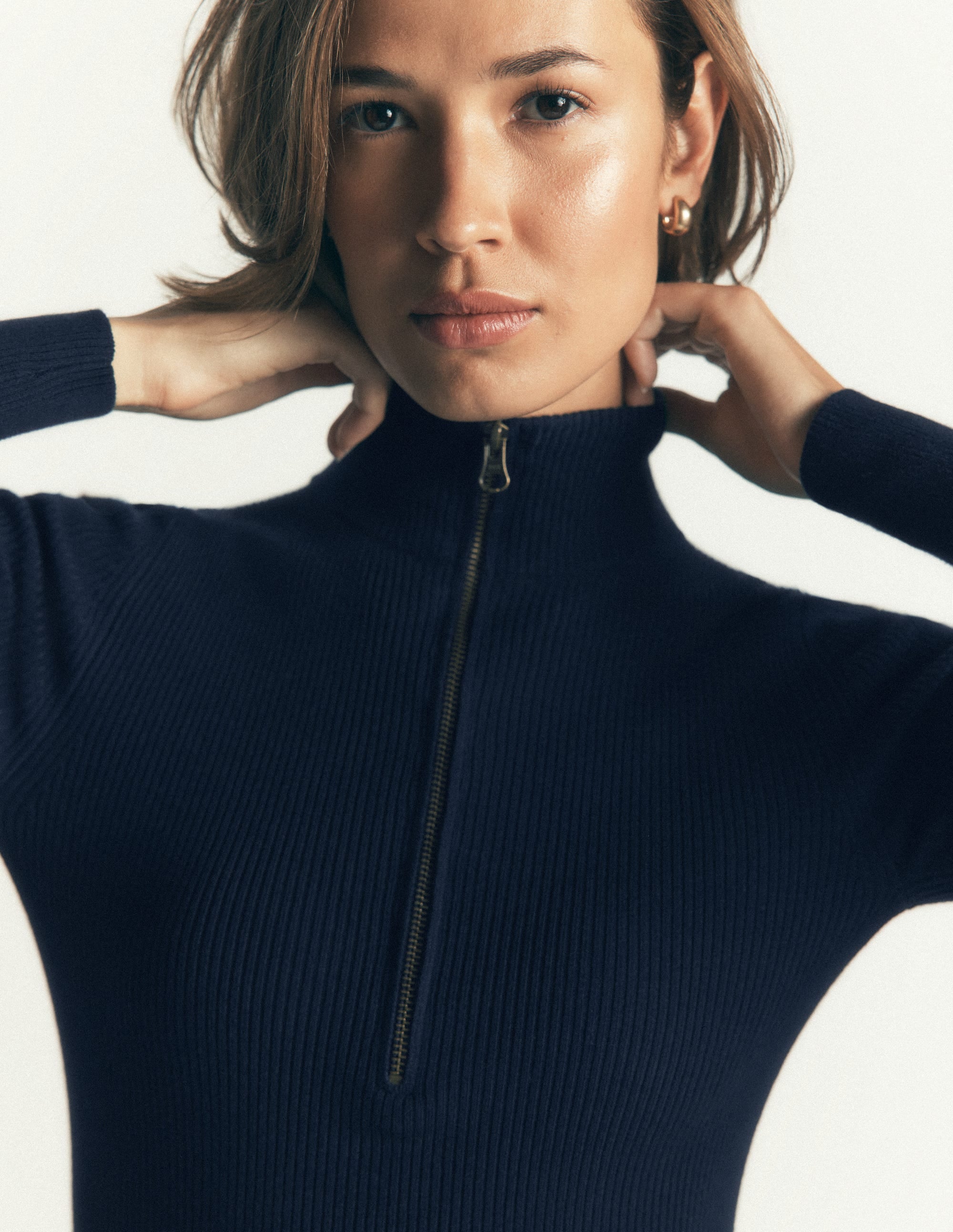 Zelda Half - Zip Ribbed Sweater - Navy | Boden USA Zelda Half - Zip Ribbed Sweater - Navy | Boden USA