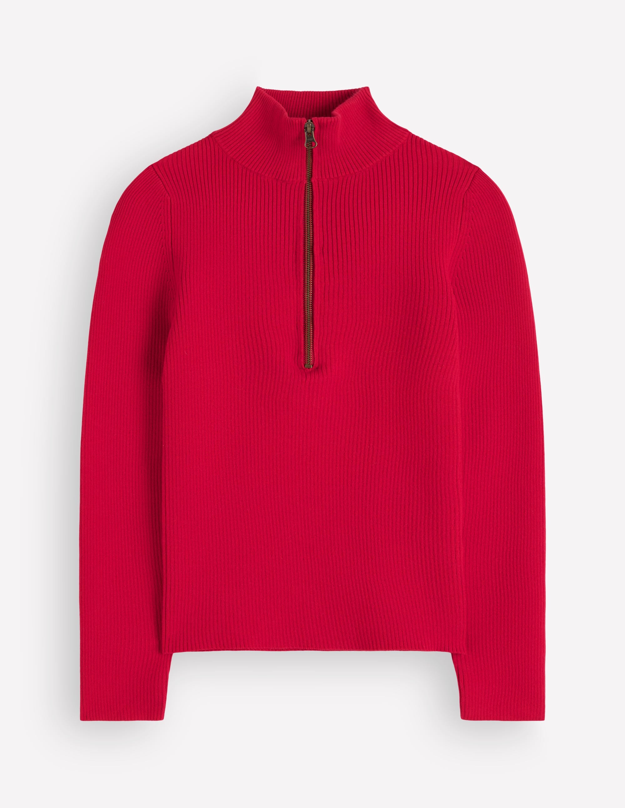Zelda Half - Zip Ribbed Sweater - Merida Red | Boden USA