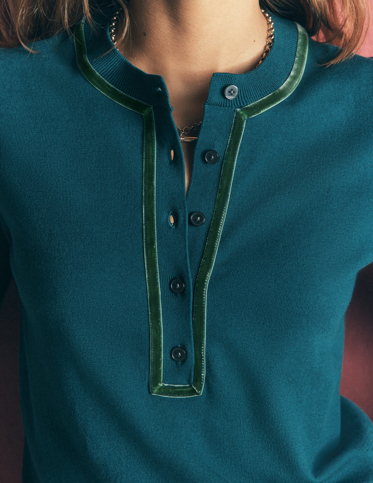Violet Velvet Trim Henley-ink blue-2