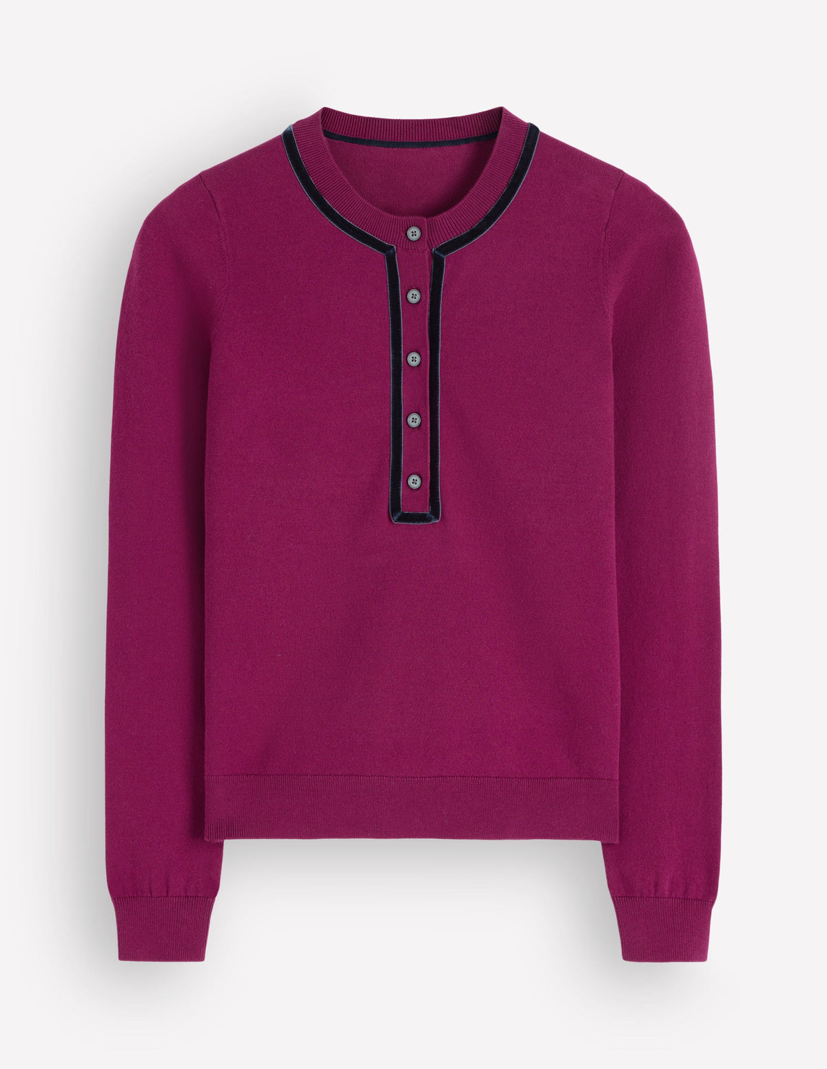 Violet Velvet Trim Henley-Purple - Image 5