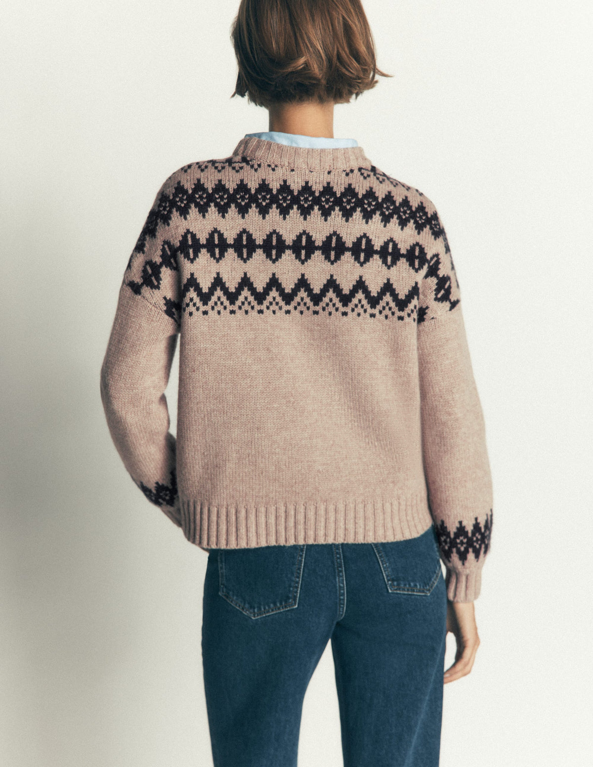 Chunky Fair Isle Sweater-Chinchilla Melange, Fair Isle - Image 3