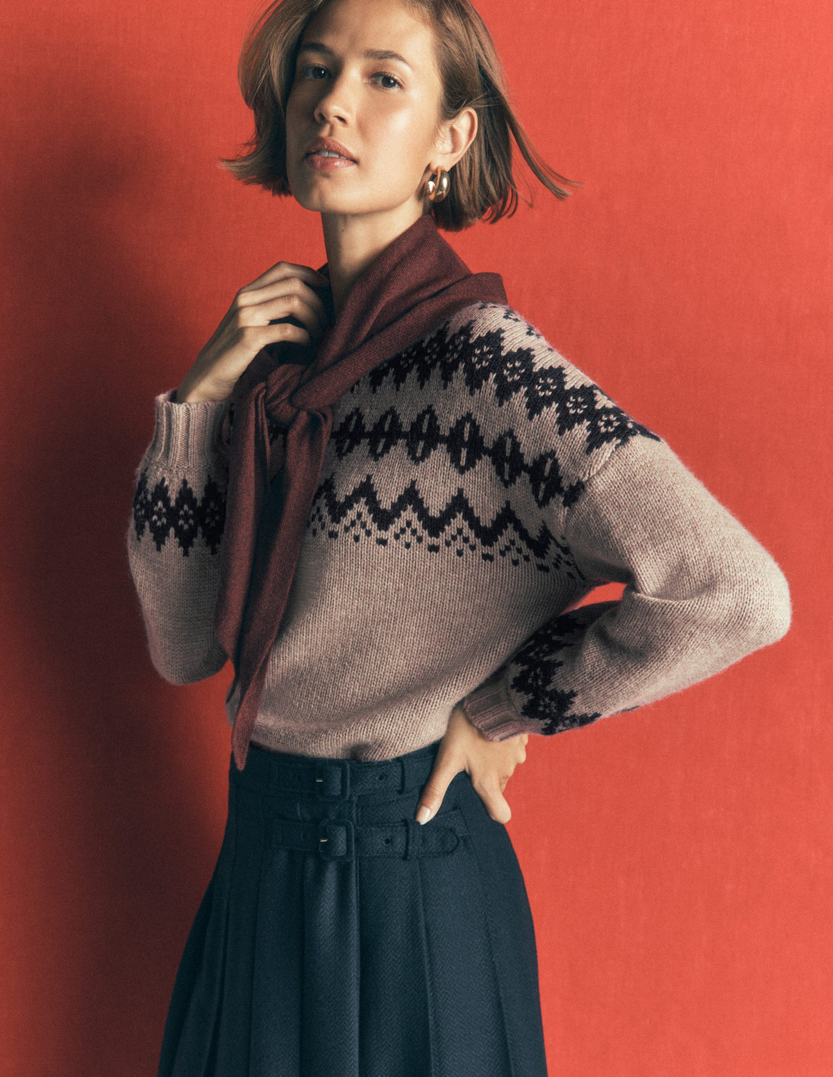 Chunky Fair Isle Sweater-Chinchilla Melange, Fair Isle - Image 4