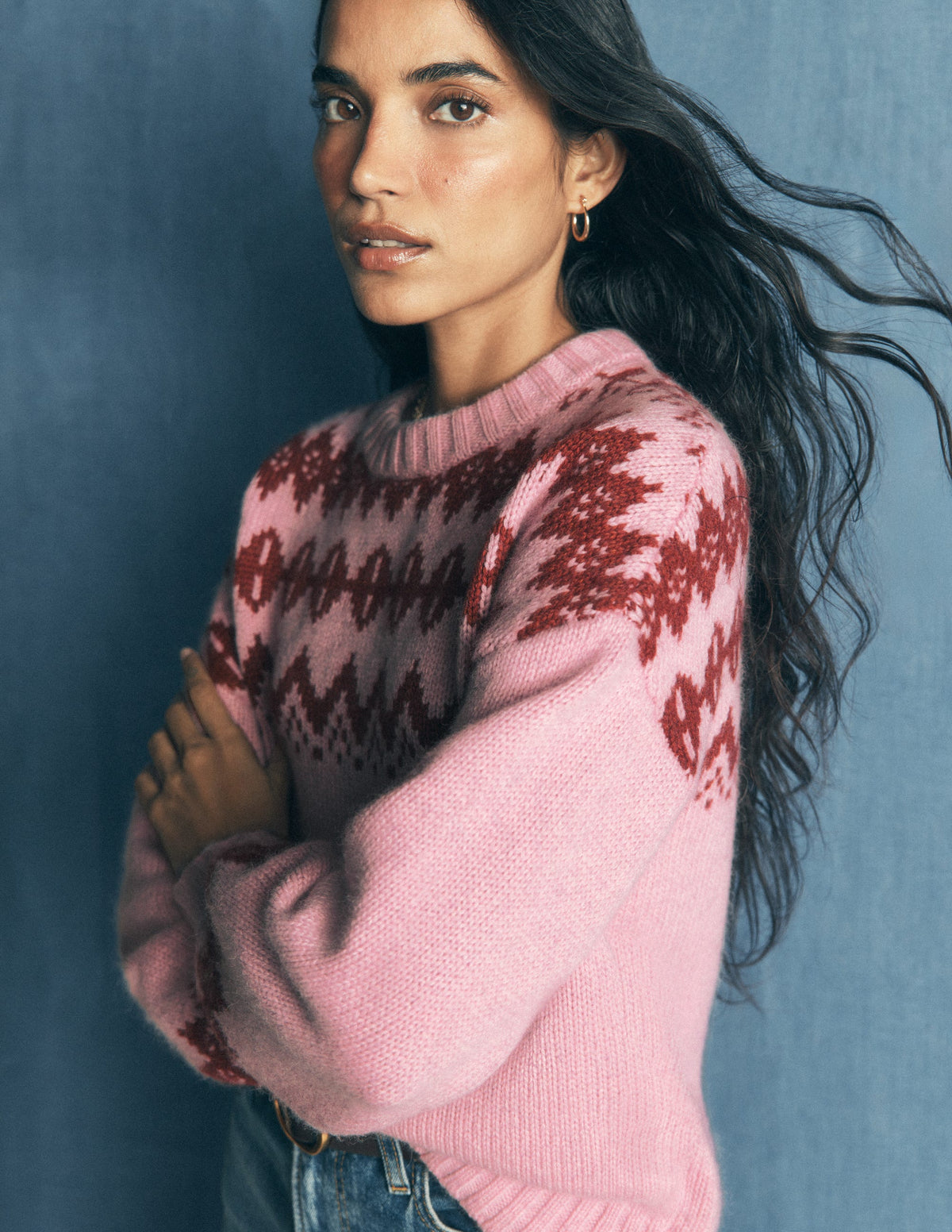 Chunky Fair Isle Sweater-Spring Blossom Pink, Fair Isle-6
