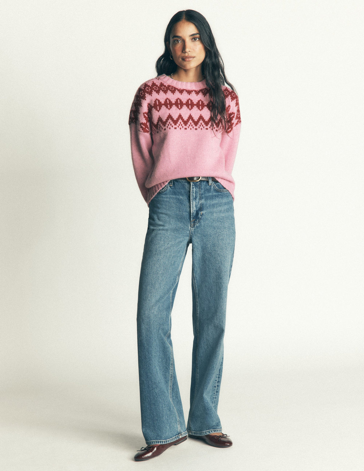 Chunky Fair Isle Sweater-Spring Blossom Pink, Fair Isle - Image 7