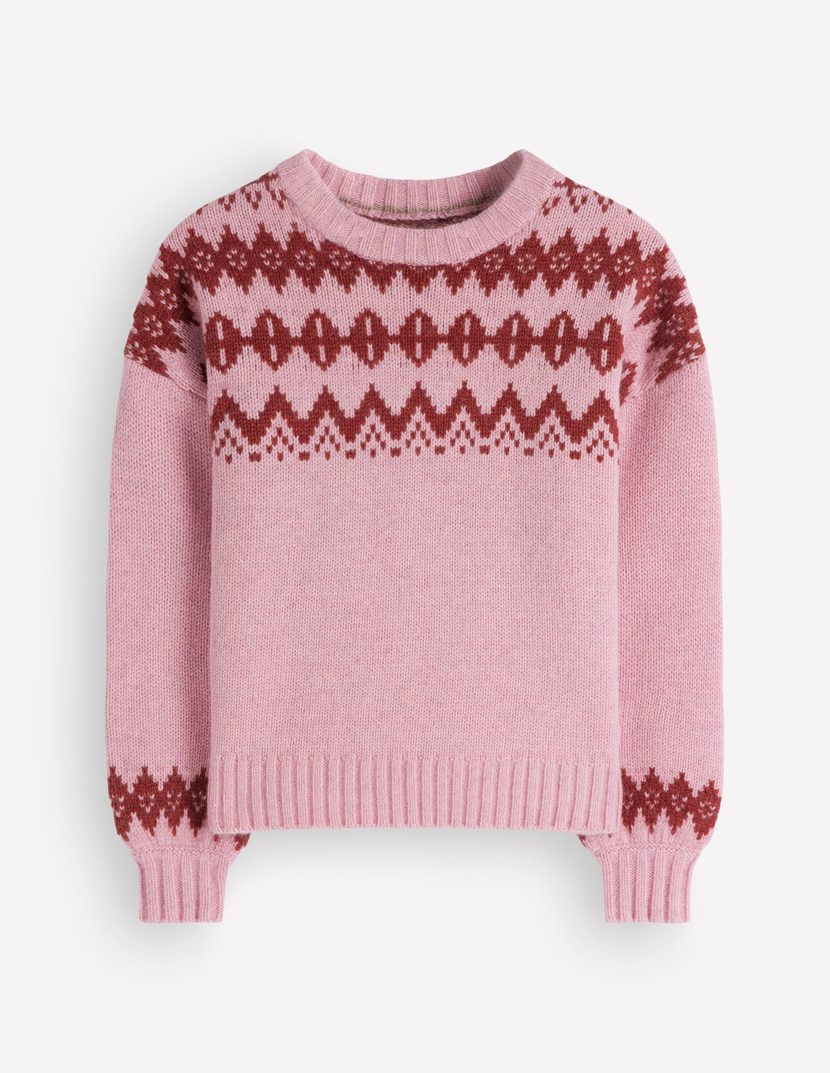 Chunky Fair Isle Sweater-Spring Blossom Pink, Fair Isle - Image 8