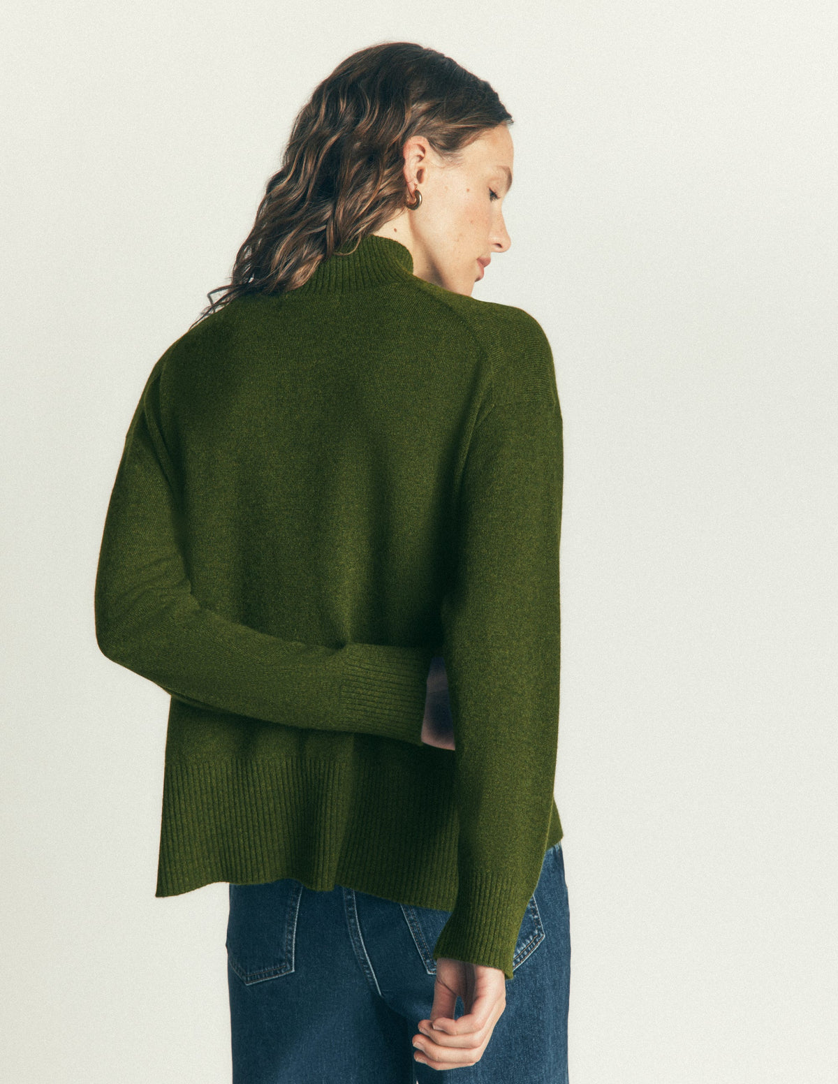Fay High Neck Cashmere Sweater-Kale Leaf Melange-3