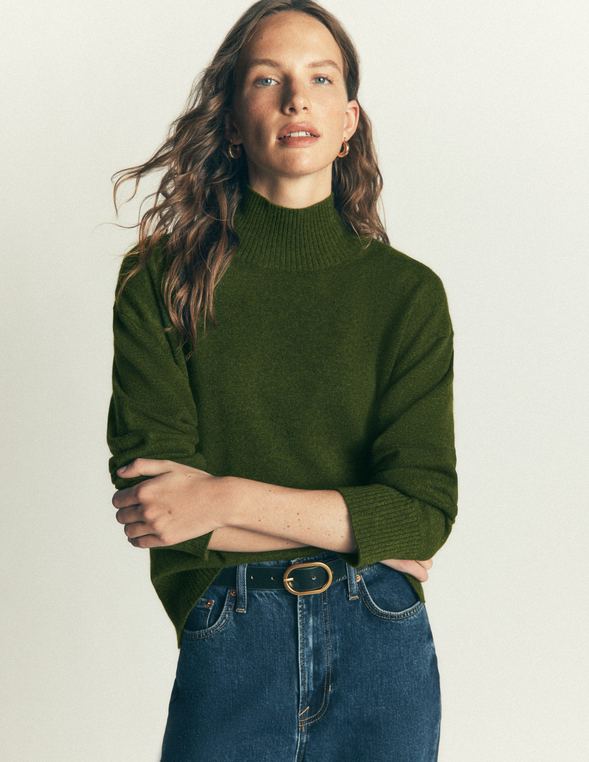 Fay High Neck Cashmere Sweater-Kale Leaf Melange - Image 4