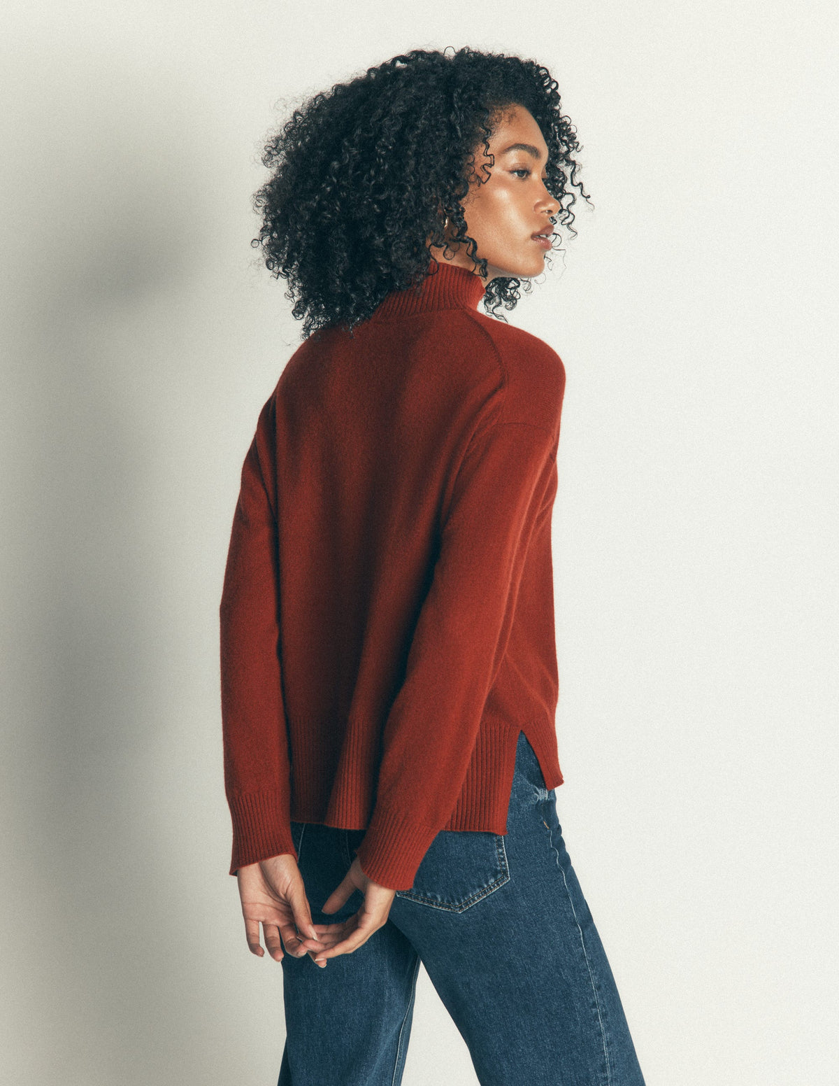 Fay High Neck Cashmere Sweater-Burnt Orange-3