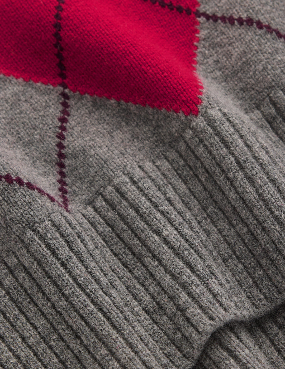 Marta Longline Merino Jumper-Grey, Red, Pink Argyle-7