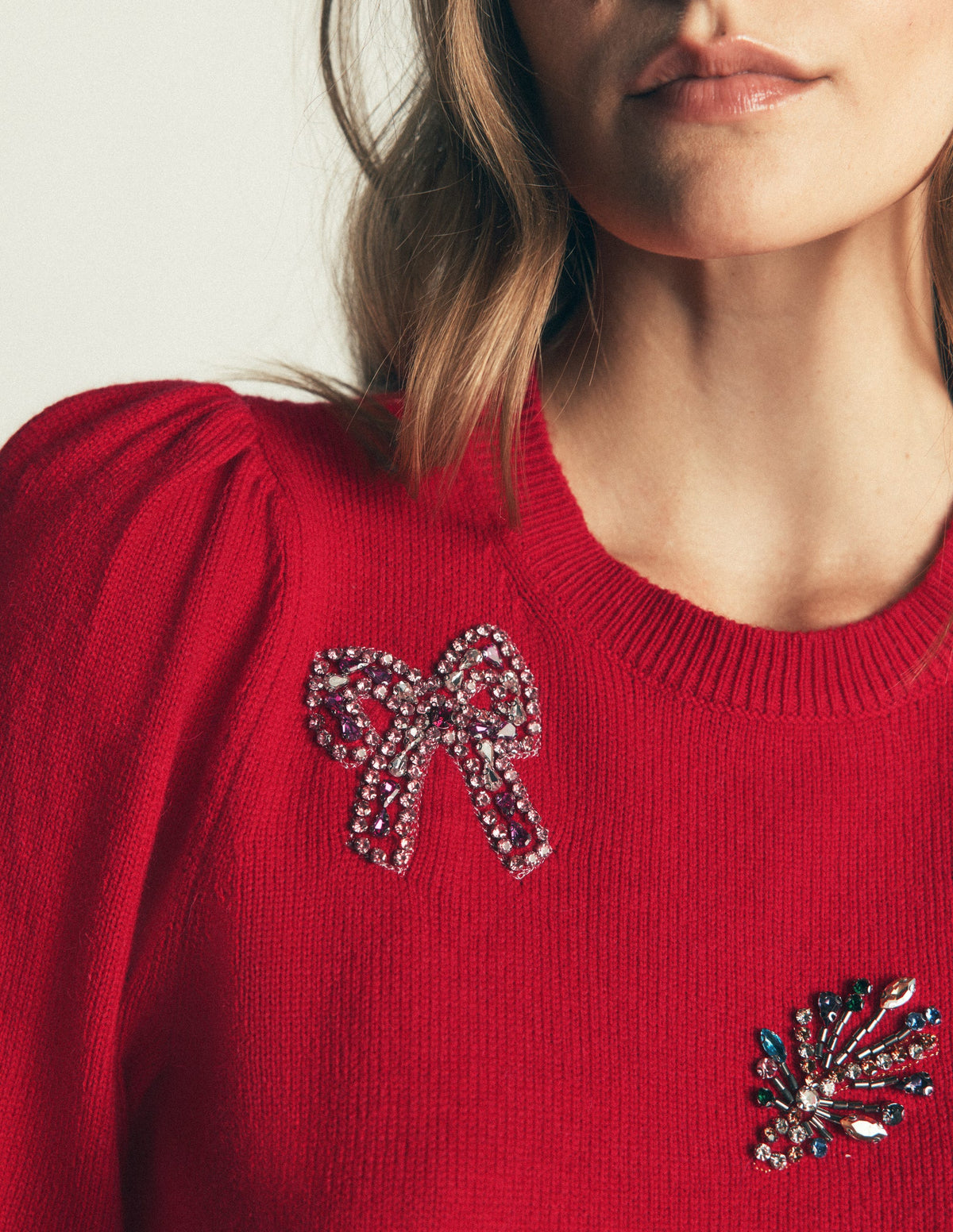 Ria Embellished Knit Sweater-Red Christmas - Image 2
